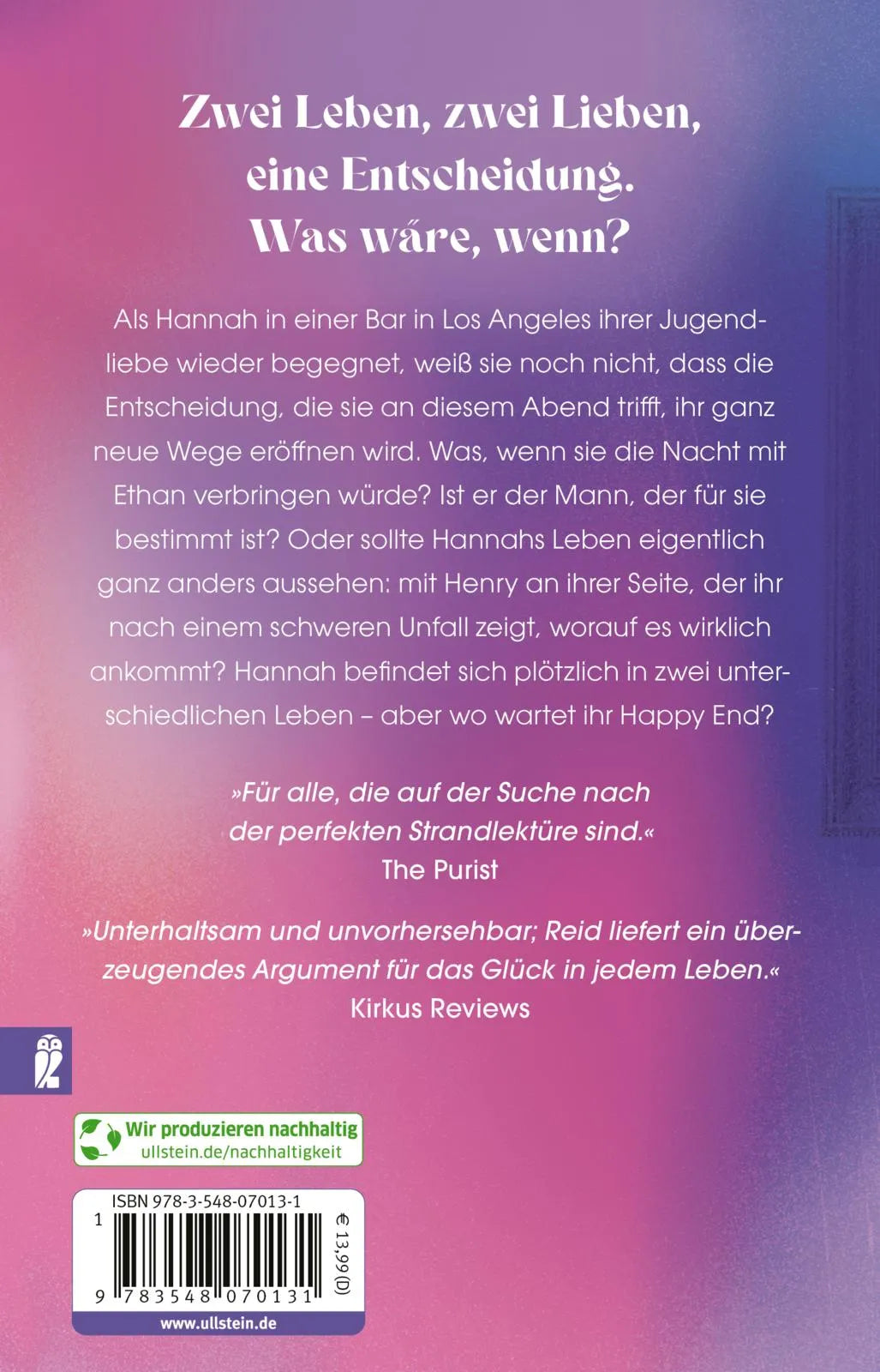 Buchrückseite von 'Maybe In Another Life' mit Klappentext - Taschenbuch