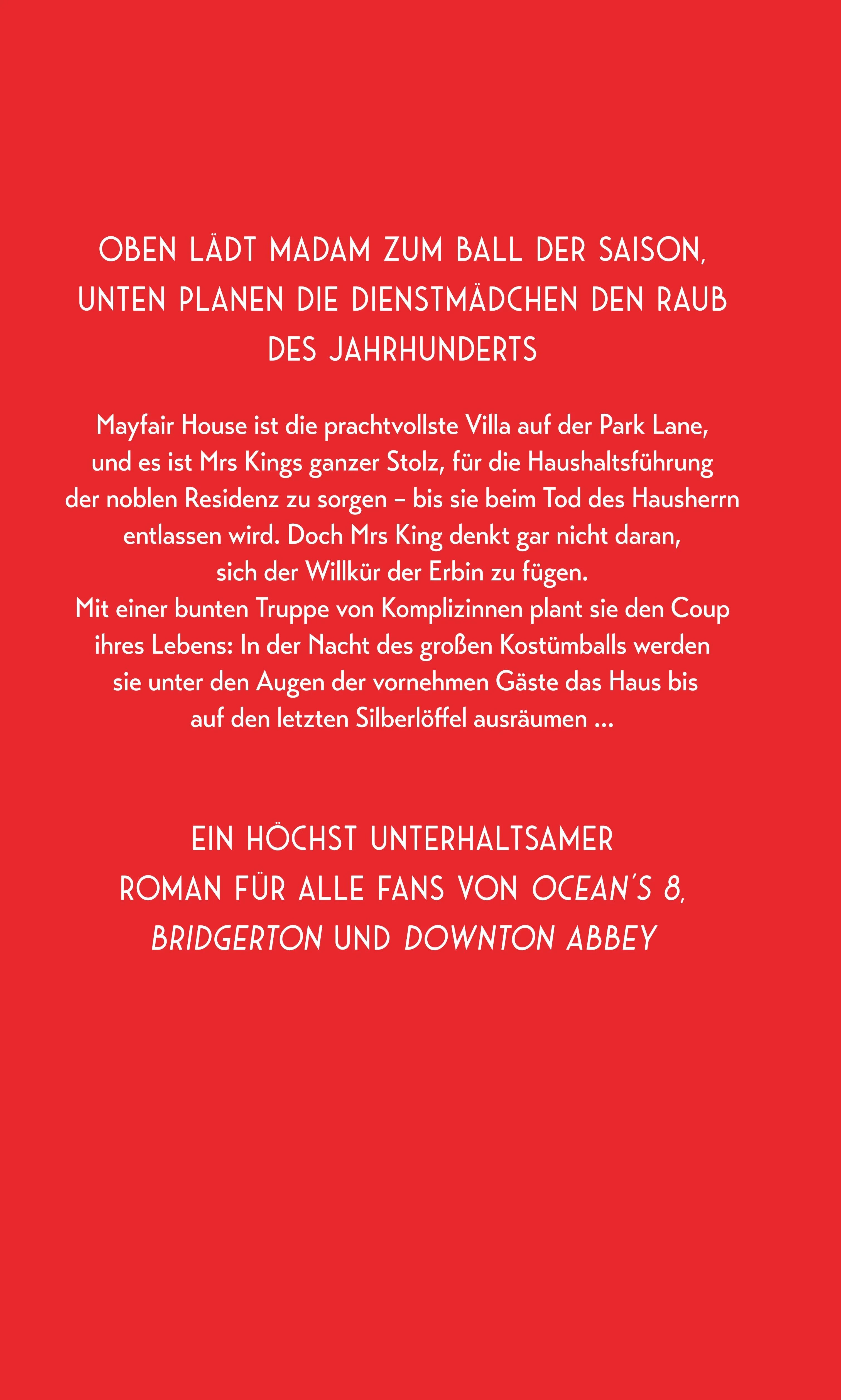 Buchrückseite von 'Mayfair House' mit Klappentext - Gebundene Ausgabe