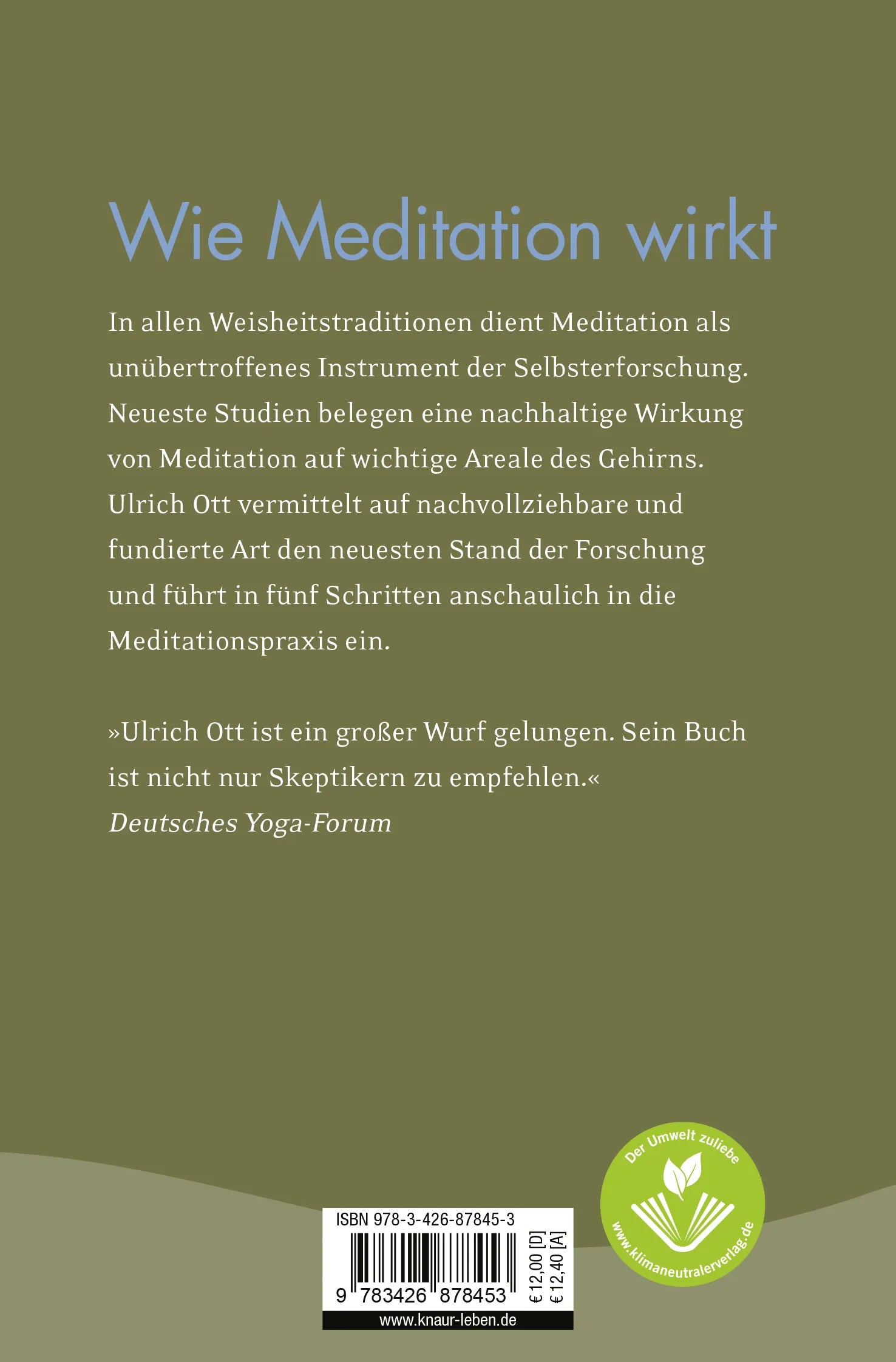 Buchrückseite von 'Meditation für Skeptiker' mit Klappentext - Taschenbuch