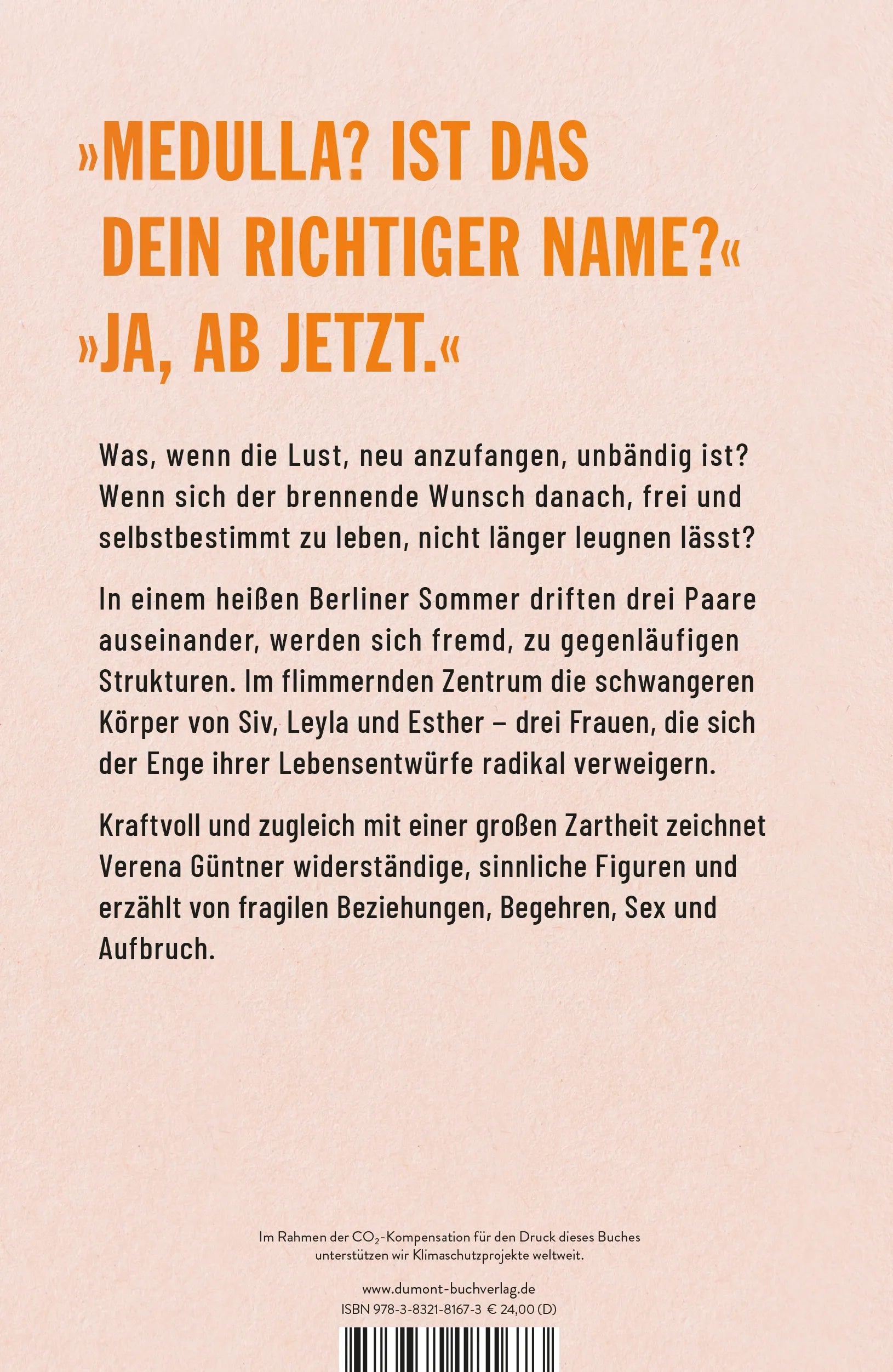 Buchrückseite von 'Medulla' mit Klappentext - Gebundene Ausgabe