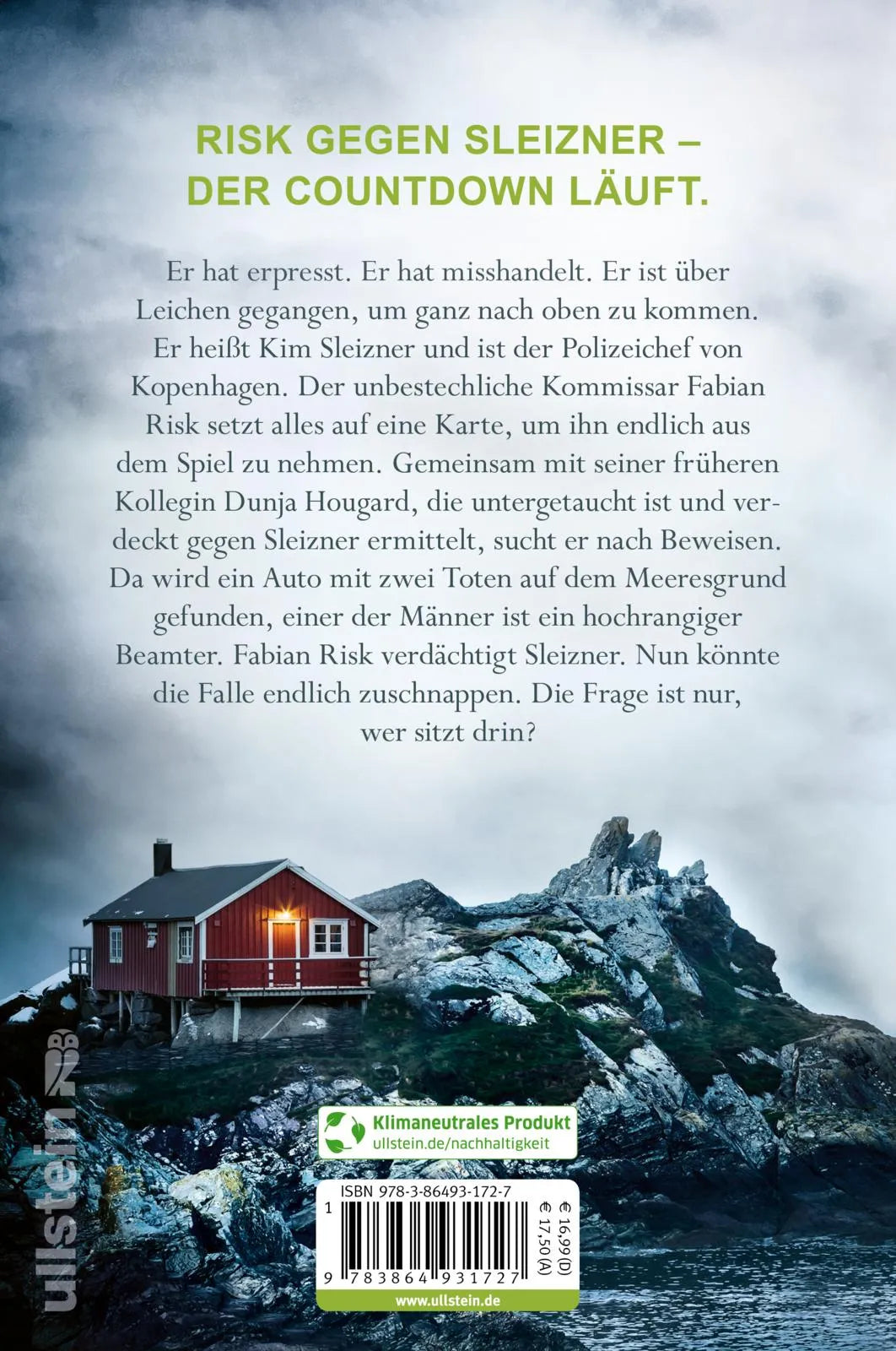 Buchrückseite von 'Meeressarg' mit Klappentext - Paperback