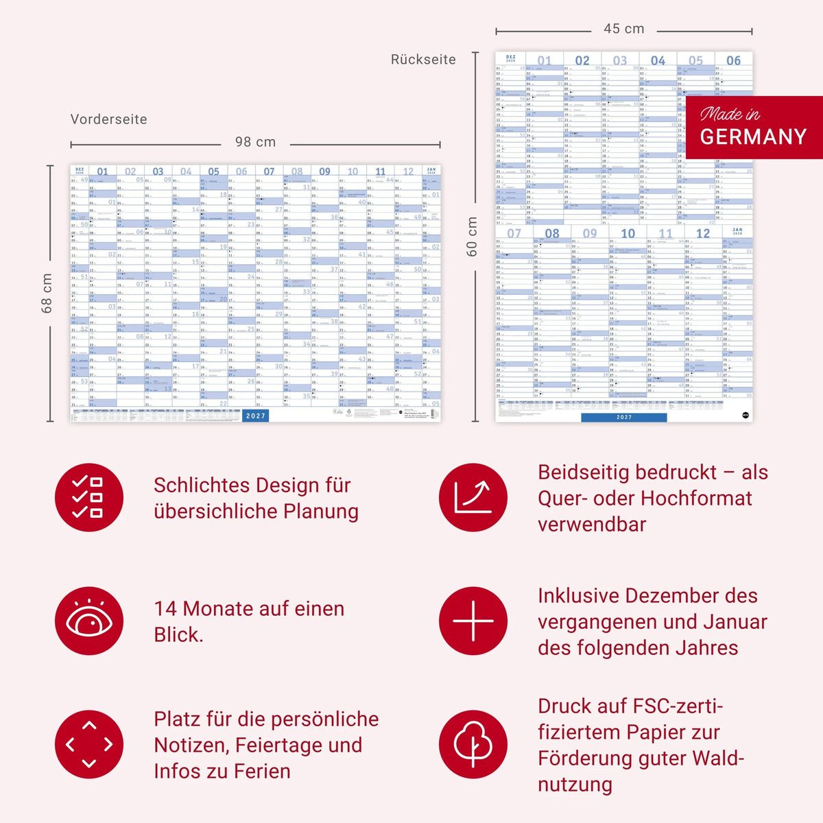 Mega-Posterplaner, blau 2027 – Ansicht