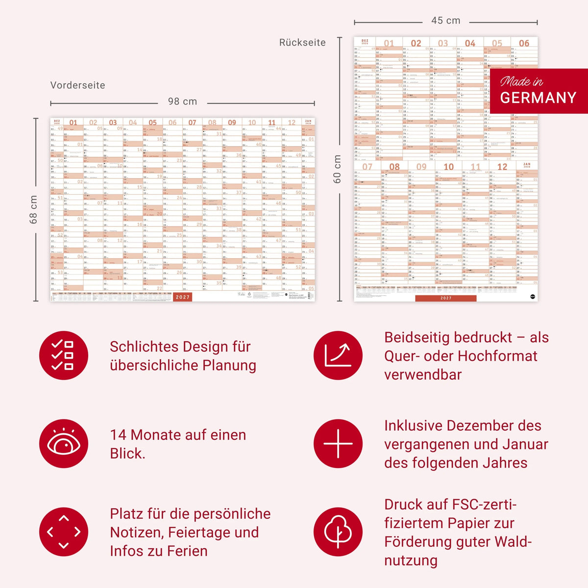 Mega-Posterplaner, rot 2027 – Ansicht