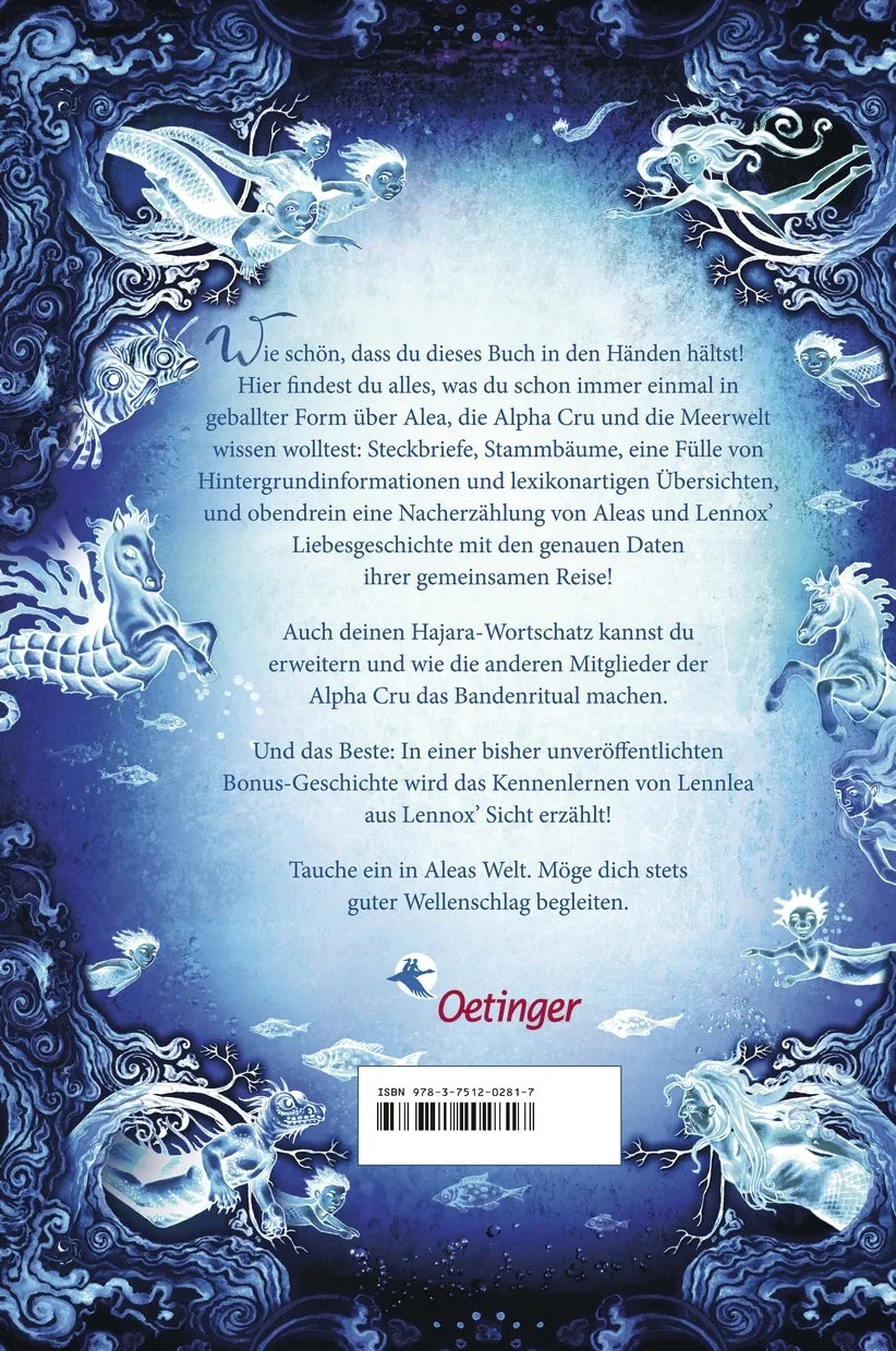 Buchrückseite von 'Mein Alea Aquarius Bestfanbuch' mit Klappentext - Gebundene Ausgabe