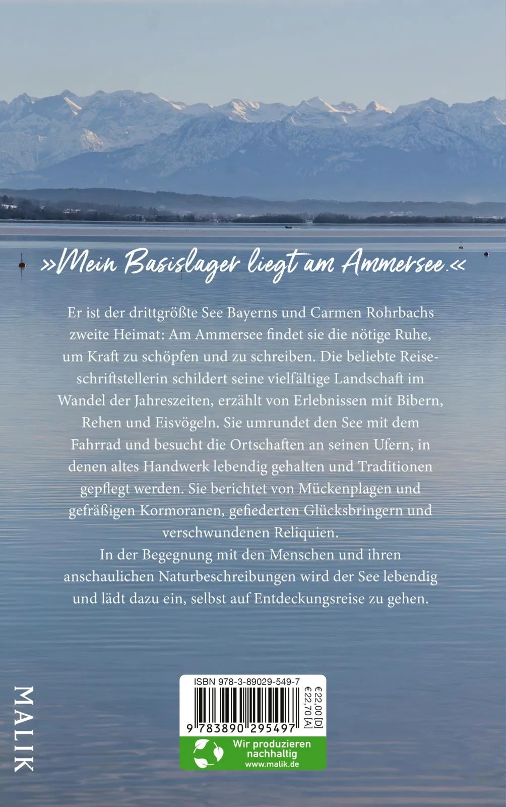Buchrückseite von 'Mein Ammersee' mit Klappentext - Gebundene Ausgabe
