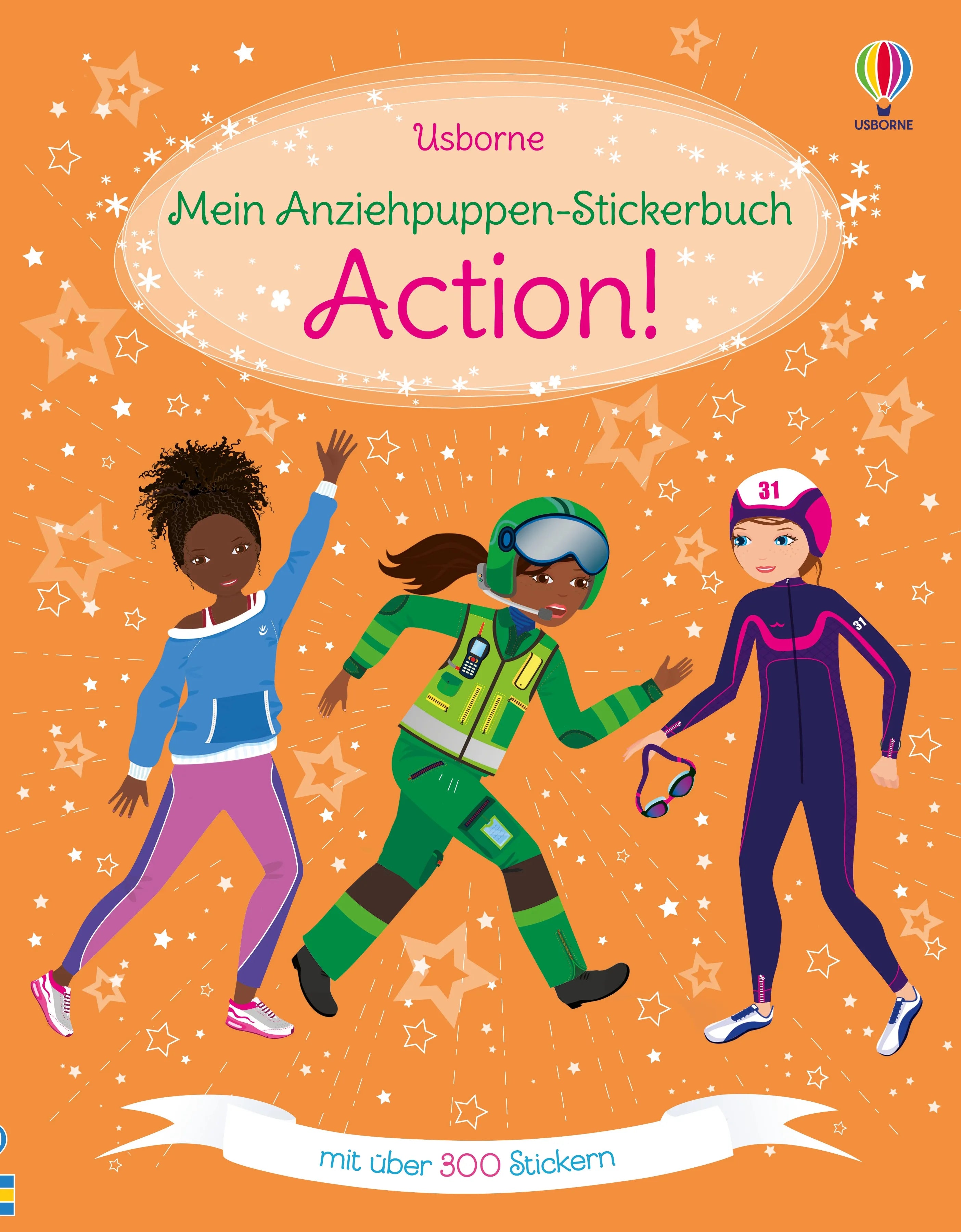 Buchcover von 'Mein Anziehpuppen-Stickerbuch: Action!' - Taschenbuch von Fiona Watt
