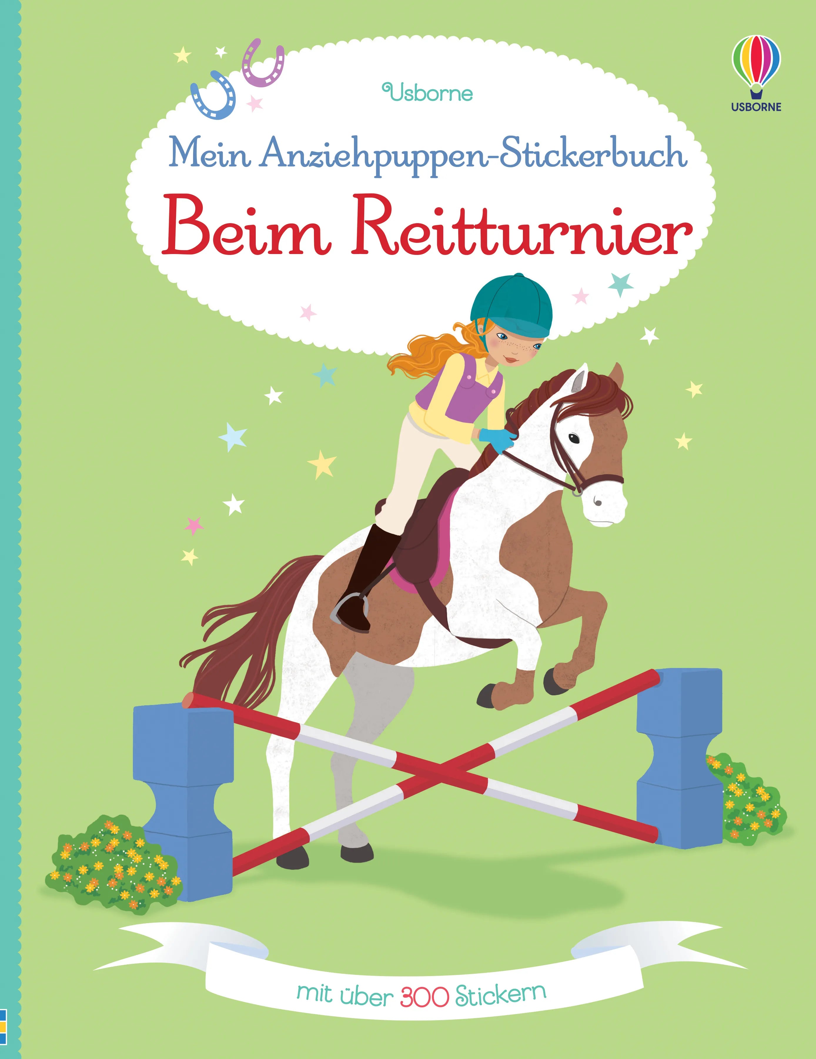 Buchcover von 'Mein Anziehpuppen-Stickerbuch: Beim Reitturnier' - Taschenbuch von Lucy Bowman