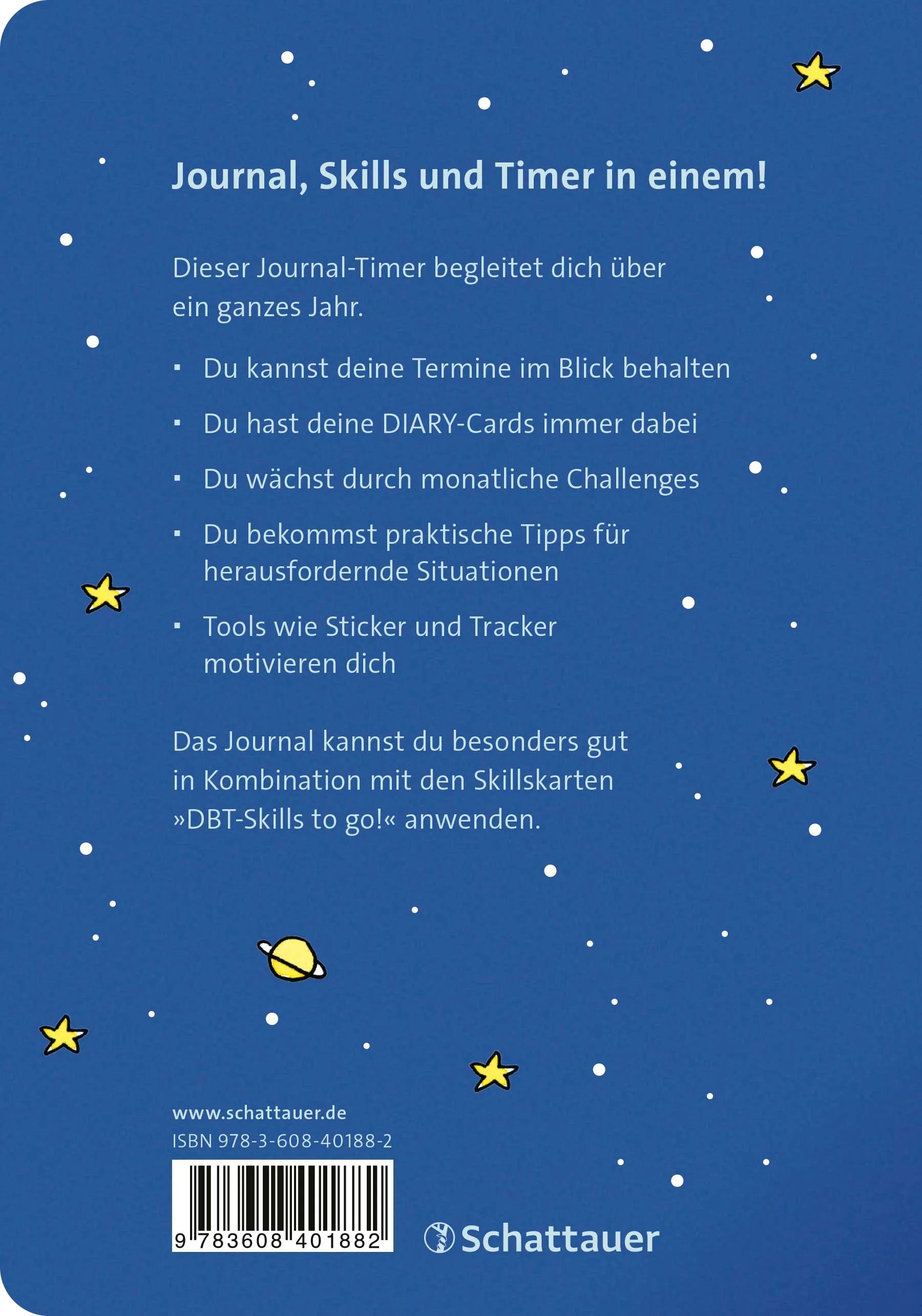 Buchrückseite von 'Mein DBT-Journal to go!' mit Klappentext - Gebundene Ausgabe