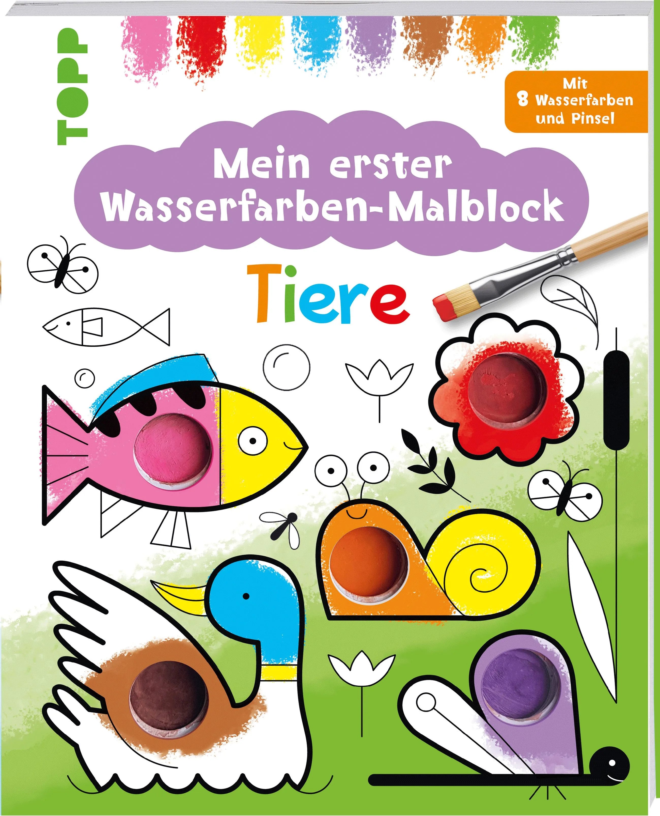 Cover: Mein erster Wasserfarben-Malblock - Tiere (Taschenbuch) von Alena Razumova
