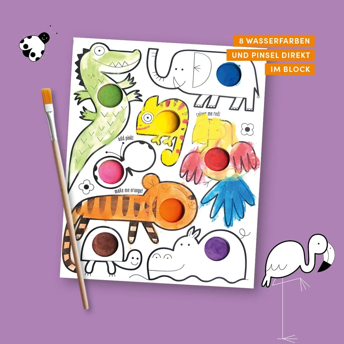 Detailansicht: Mein erster Wasserfarben-Malblock - Tiere (Taschenbuch)