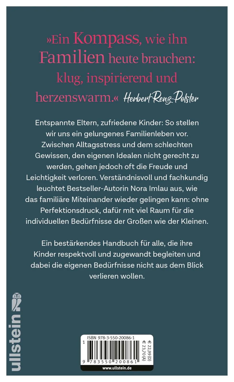 Buchrückseite von 'Mein Familienkompass' mit Klappentext - Gebundene Ausgabe