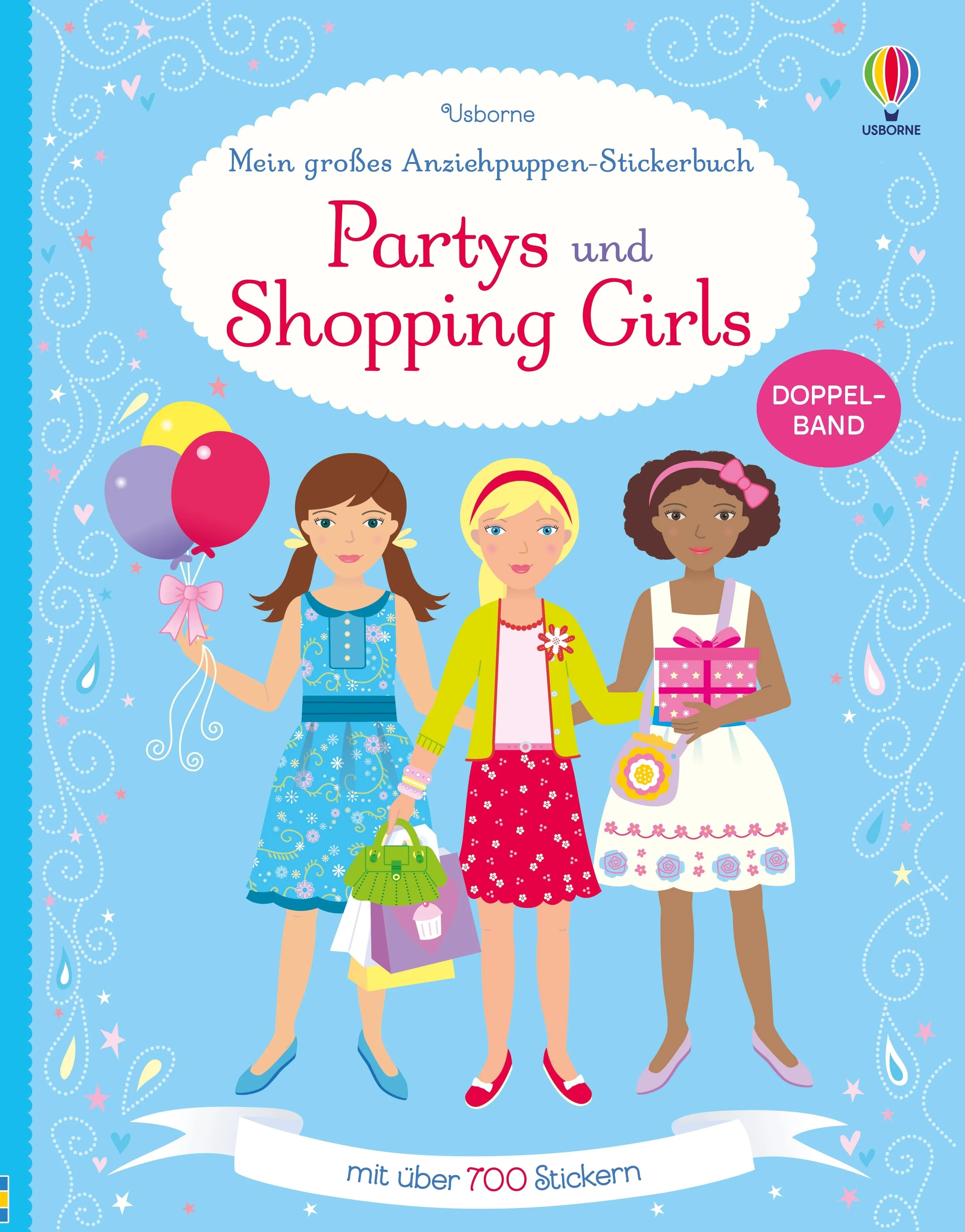 Buchcover von 'Mein großes Anziehpuppen-Stickerbuch: Partys und Shopping Girls' - Taschenbuch von Fiona Watt