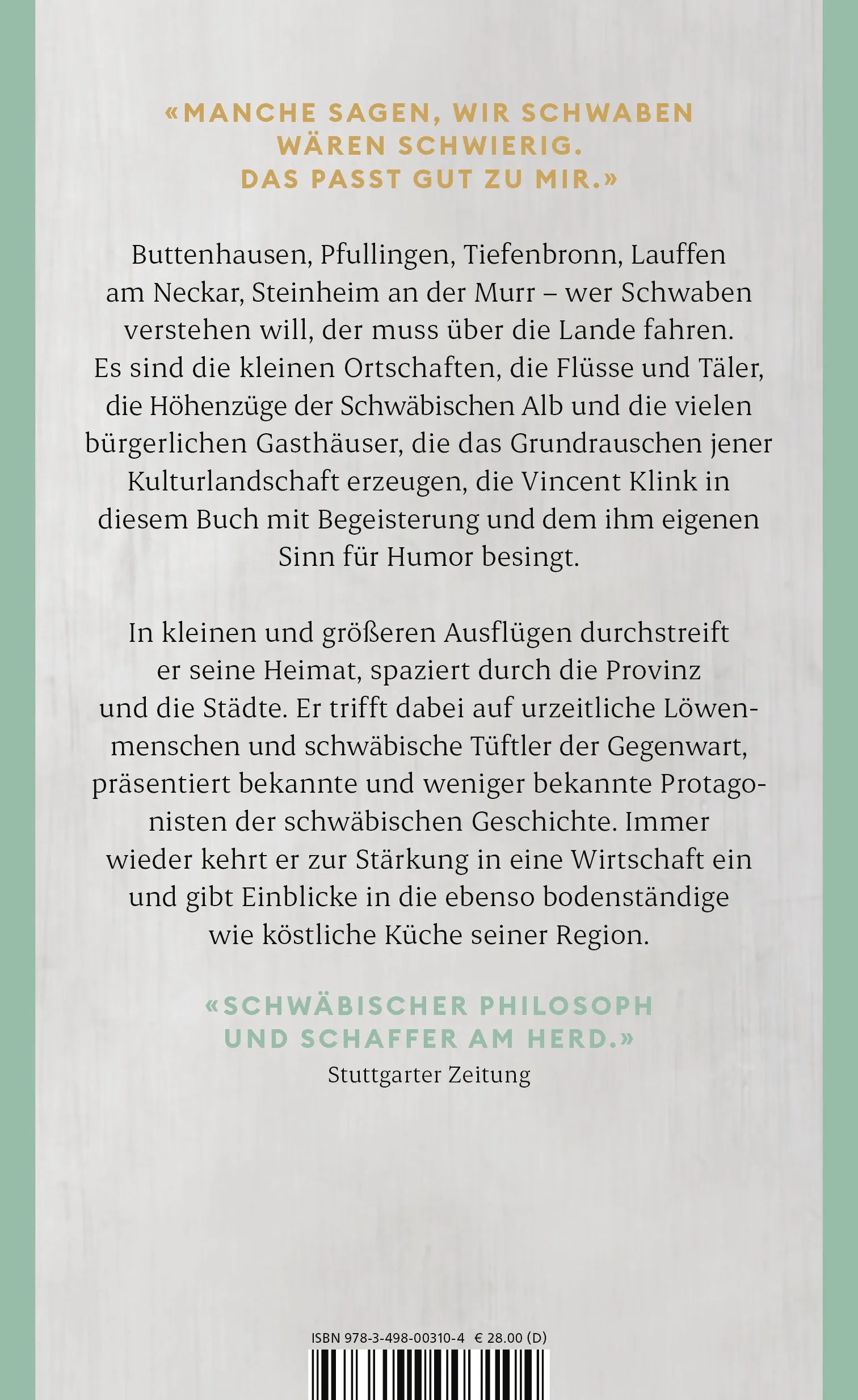 Buchrückseite von 'Mein Schwaben' mit Klappentext - Gebundene Ausgabe