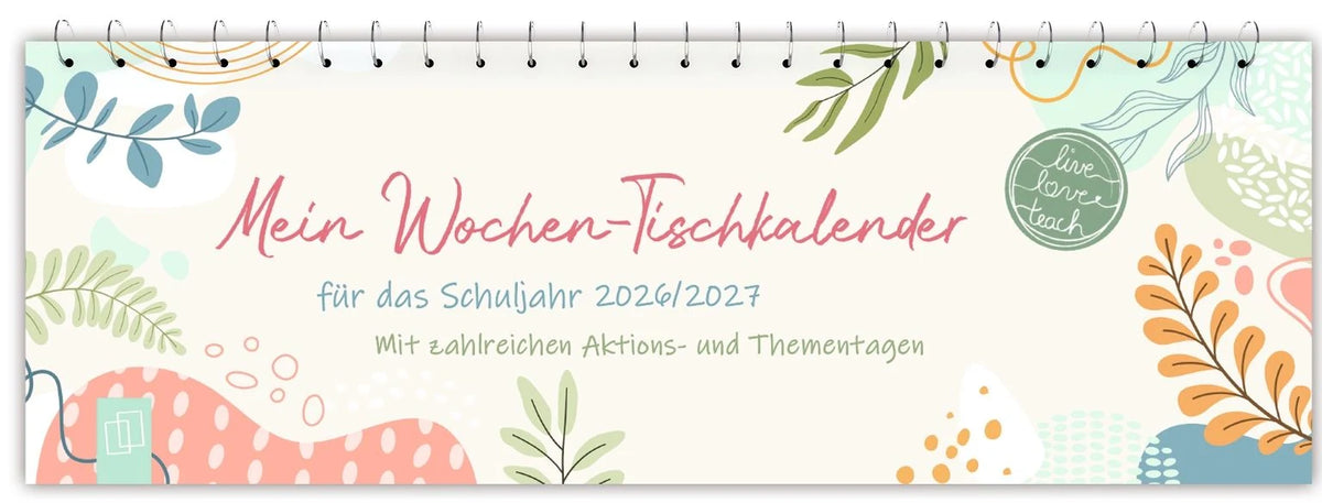 Mein Wochen-Tischkalender für das Schuljahr 2026/2027 – Ansicht