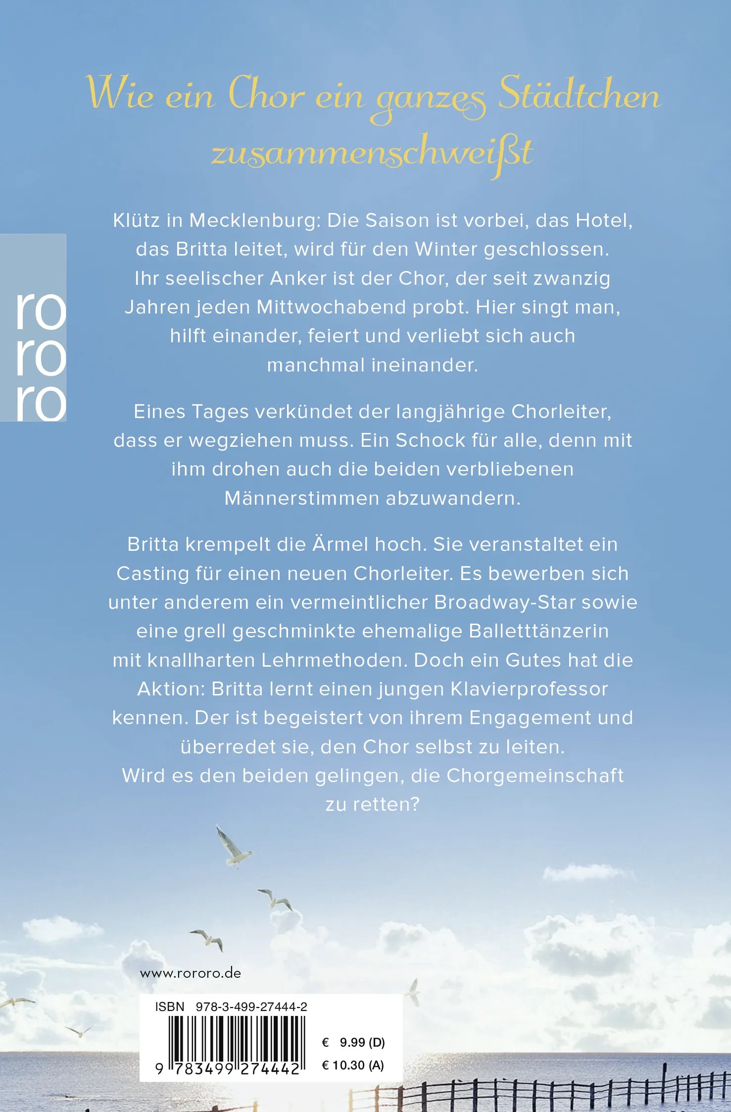 Buchrückseite von 'Mein wunderbarer Küstenchor' mit Klappentext - Taschenbuch