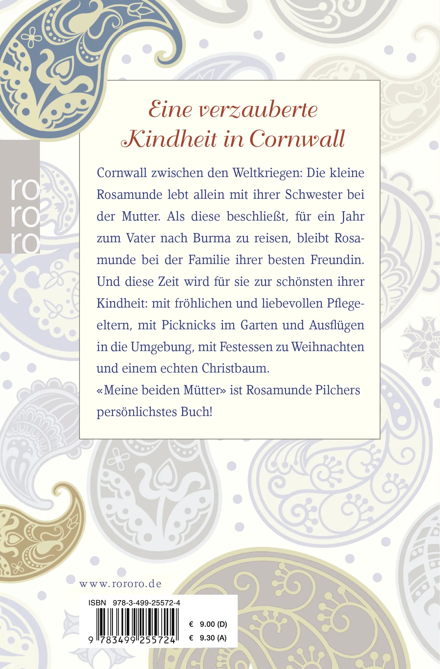 Buchrückseite von 'Meine beiden Mütter' mit Klappentext - Taschenbuch