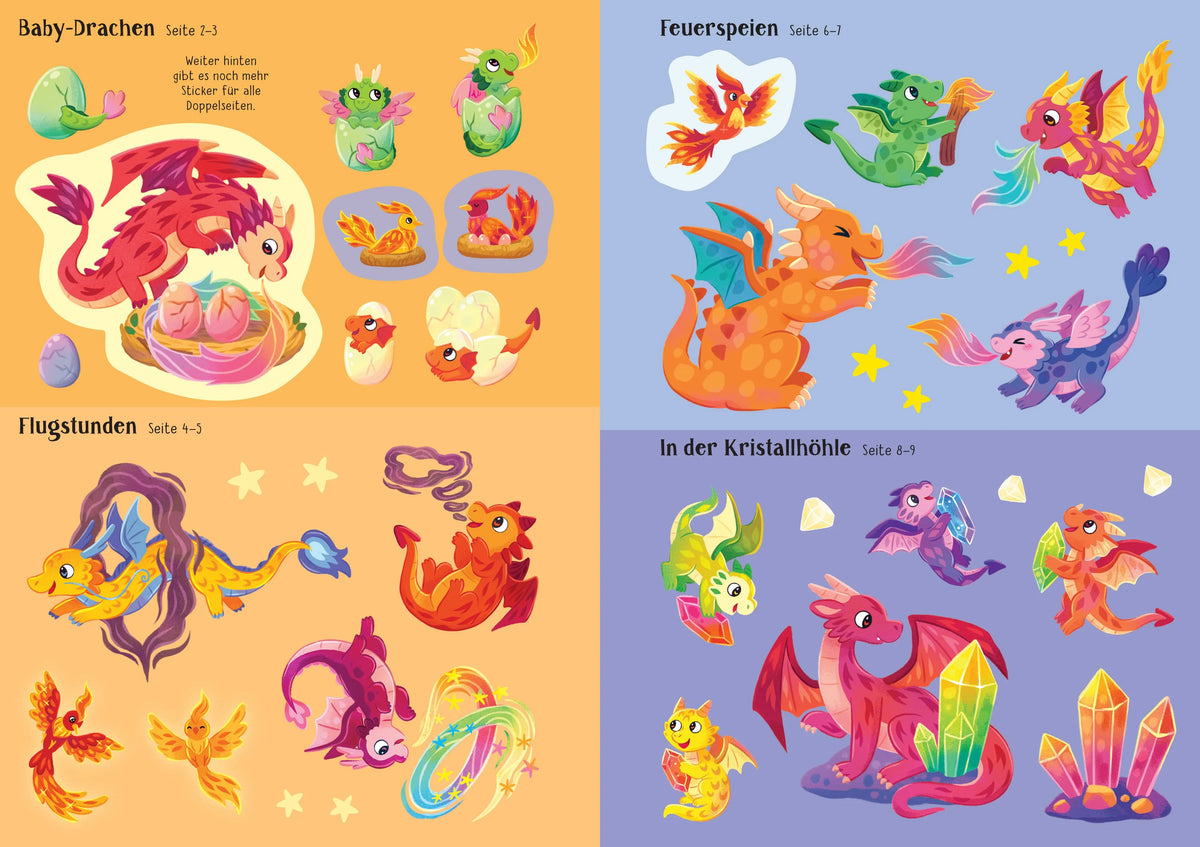 Detailansicht: Meine glitzernde Stickerwelt: Drachen (Taschenbuch)