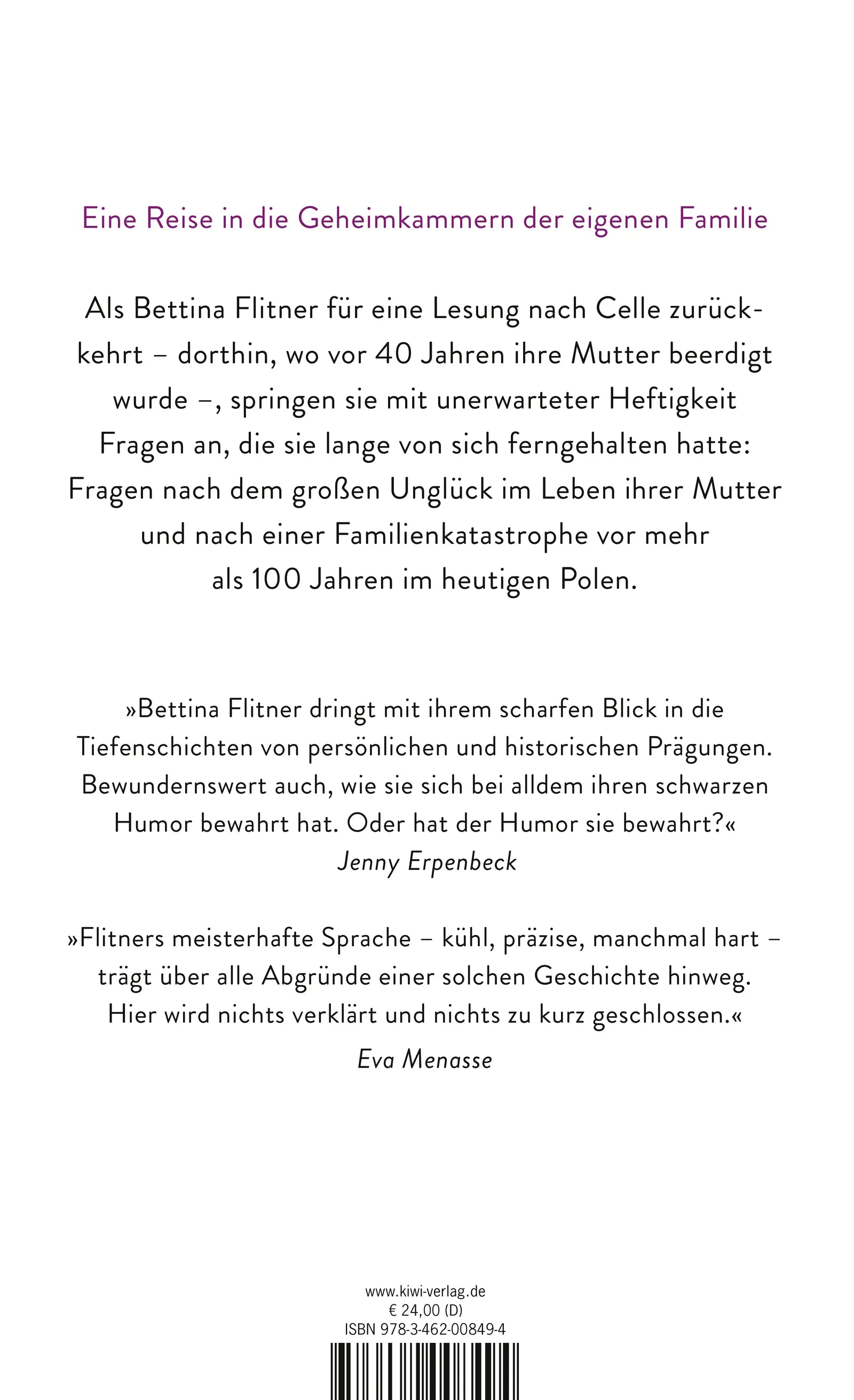 Buchrückseite von 'Meine Mutter' mit Klappentext - Gebundene Ausgabe