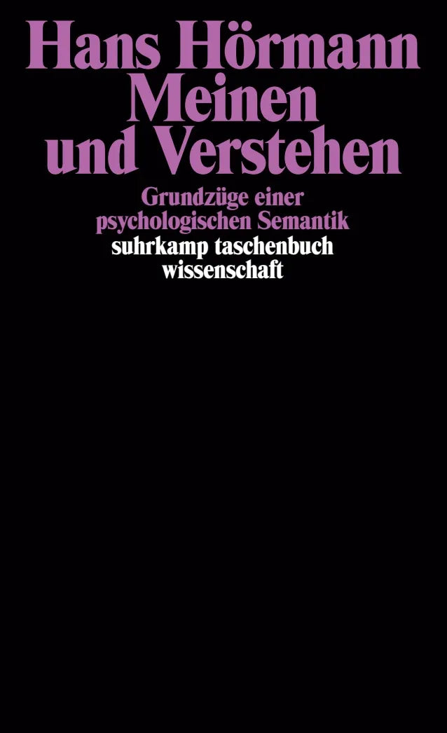 Buchcover von 'Meinen und Verstehen' - Taschenbuch von Hans Hörmann