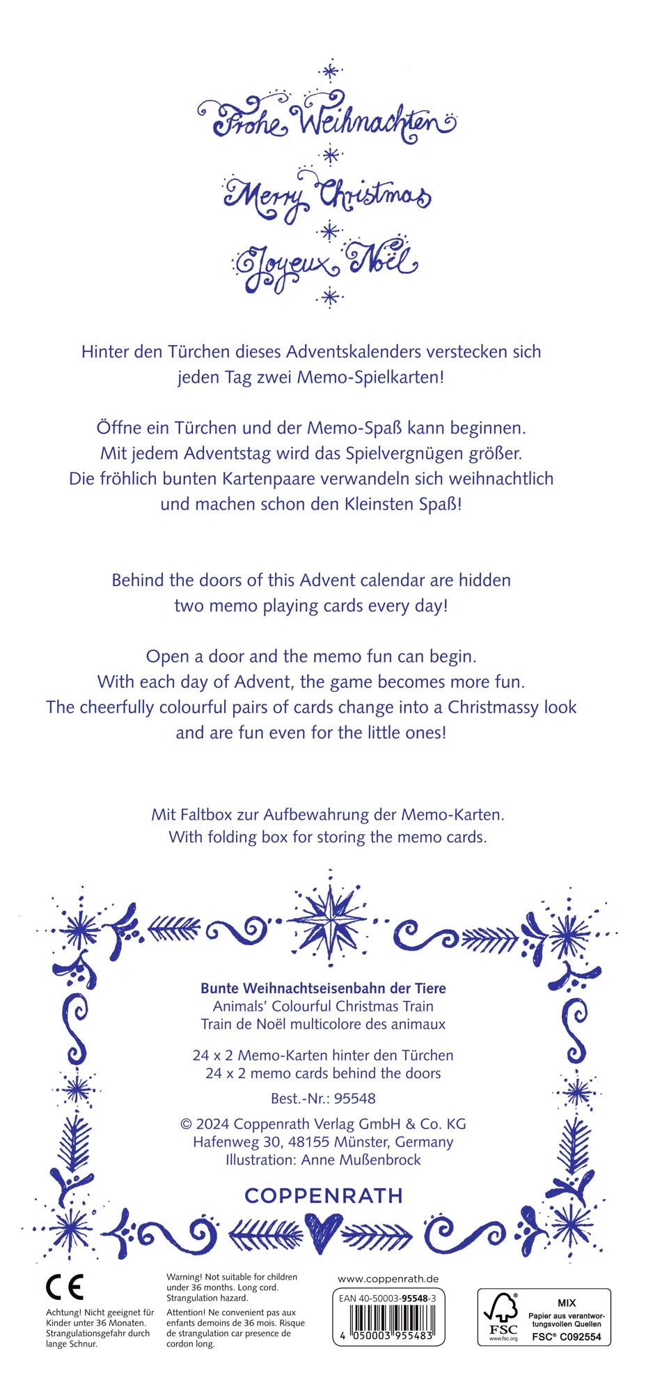 Memo-Adventskalender – Bunte Weihnachtseisenbahn der Tiere – Ansicht