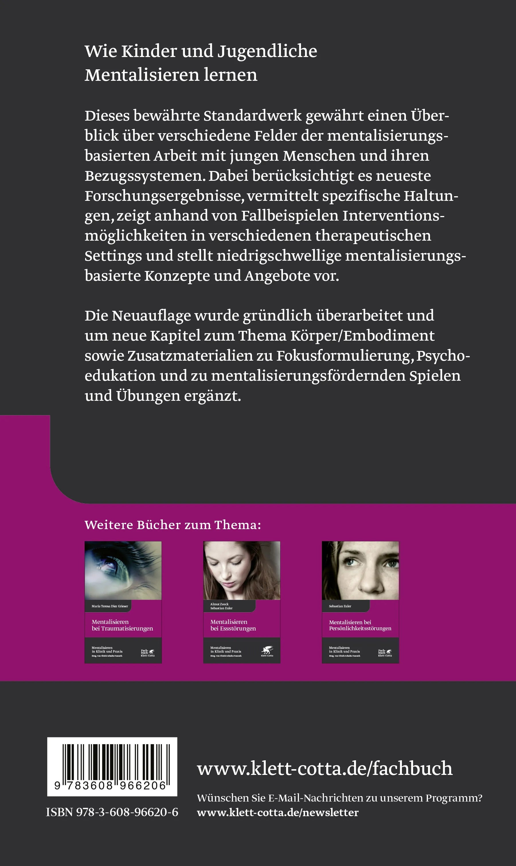 Buchrückseite von 'Mentalisieren mit Kindern und Jugendlichen' mit Klappentext - Gebundene Ausgabe