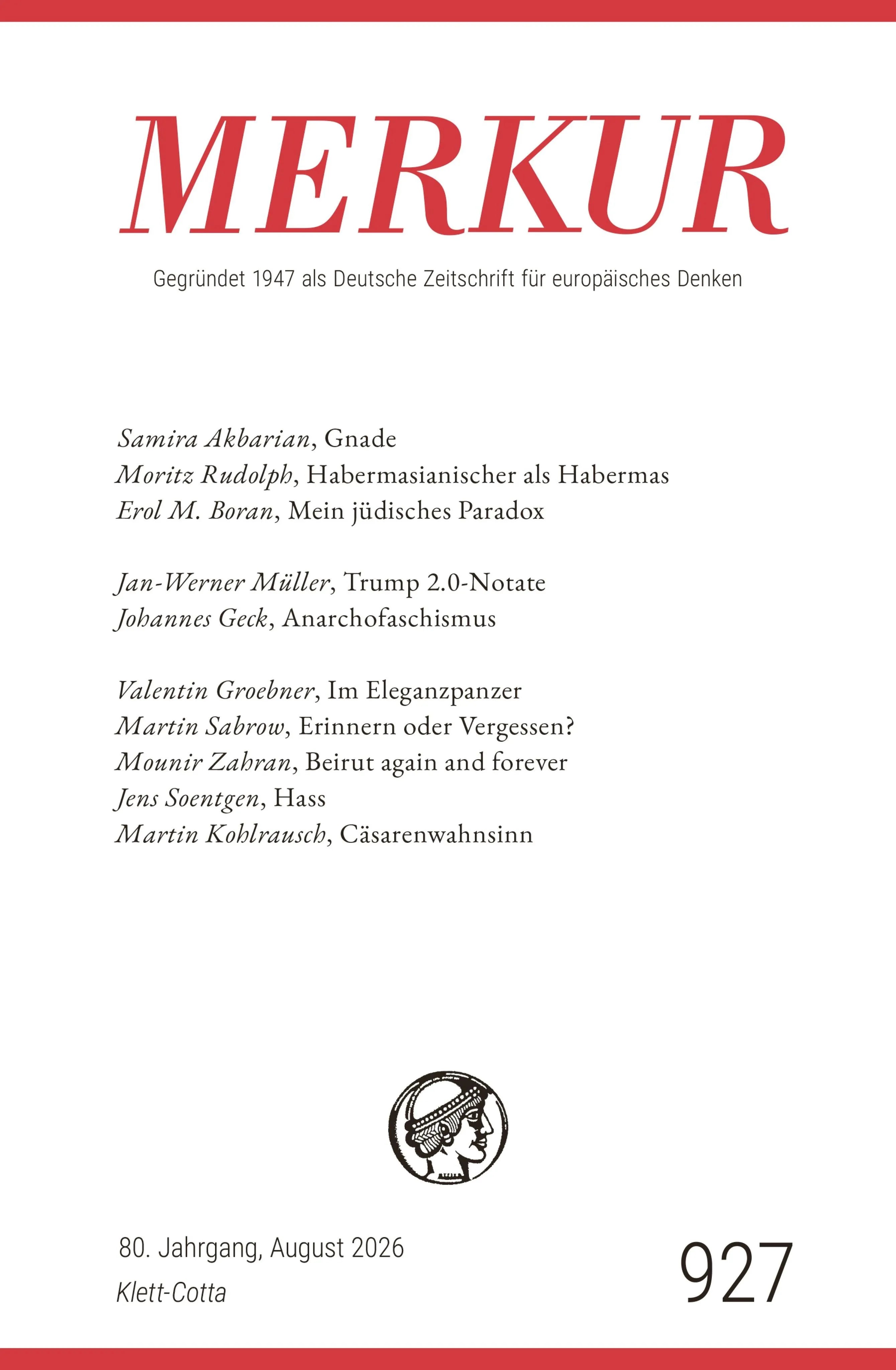 Cover: MERKUR 8/2026, Jg.80 (E-Book) von Ekkehard Knörer