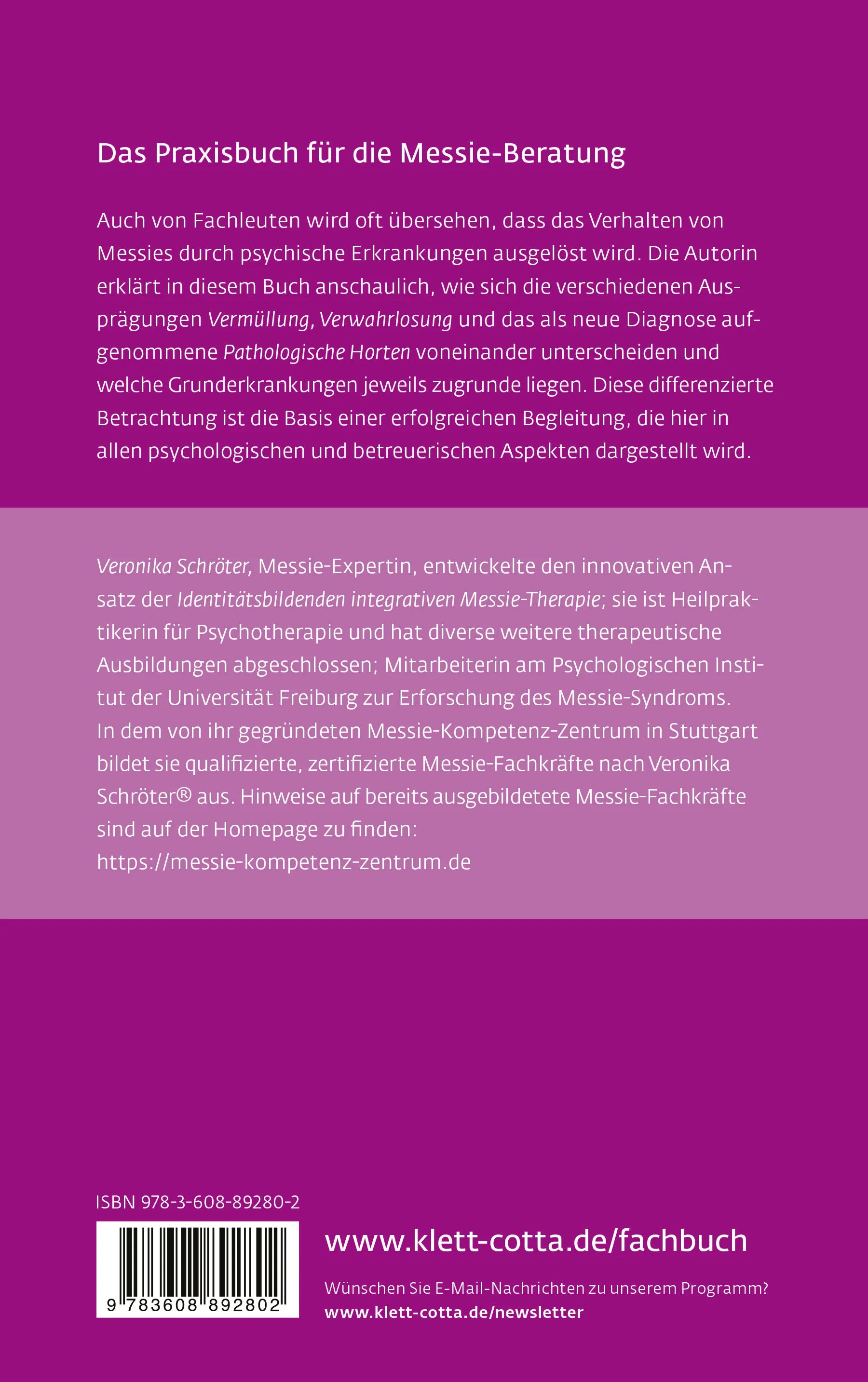 Buchrückseite von 'Messie-Syndrom und Pathologisches Horten – Das Praxisbuch' mit Klappentext - Paperback