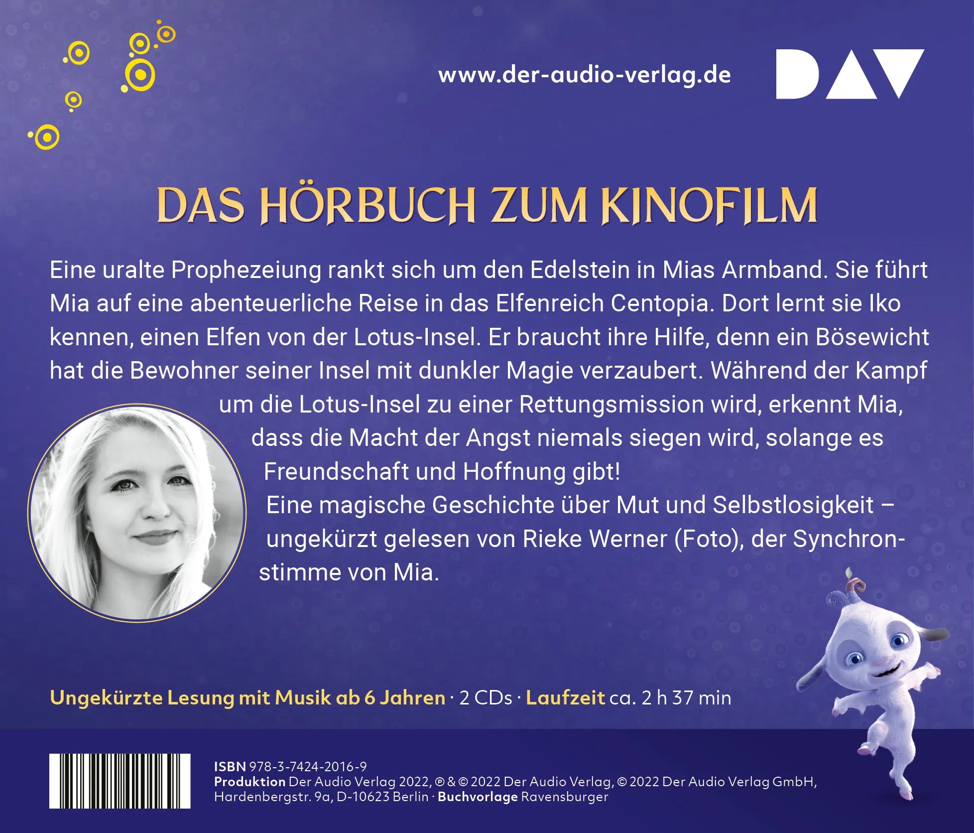 Buchrückseite von 'Mia and me – Das Geheimnis von Centopia: Das Hörbuch zum Film' mit Klappentext - Hörbuch (CD)