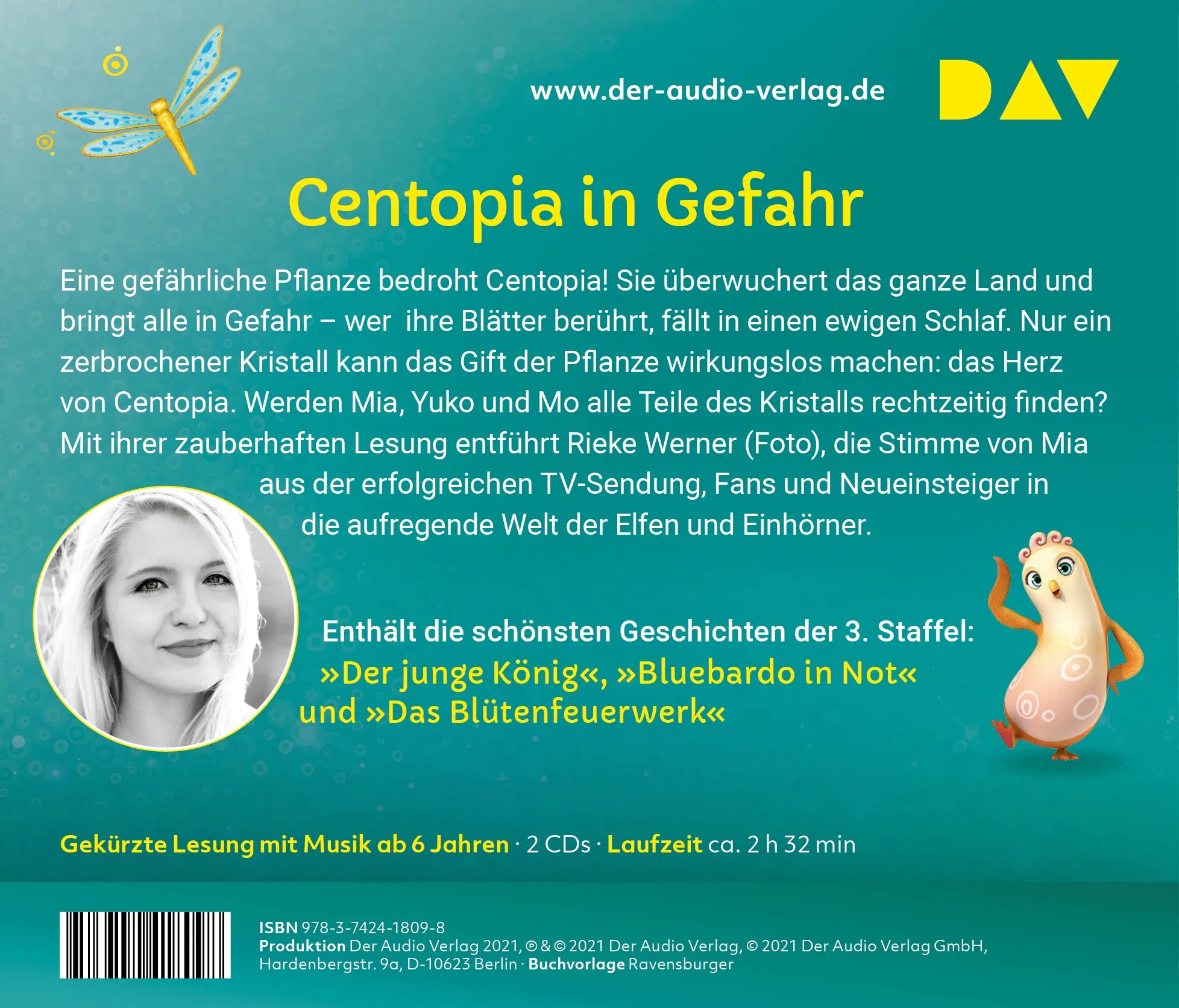 Buchrückseite von 'Mia and me: Das Herz von Centopia – Das Hörbuch zur 3. Staffel' mit Klappentext - Hörbuch (CD)