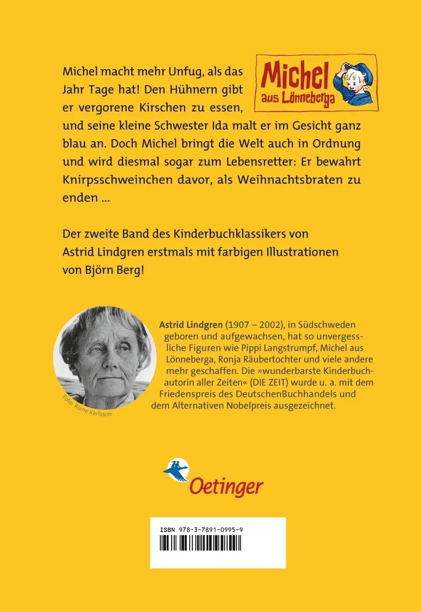 Buchrückseite von 'Michel aus Lönneberga 3. Michel bringt die Welt in Ordnung' mit Klappentext - Gebundene Ausgabe