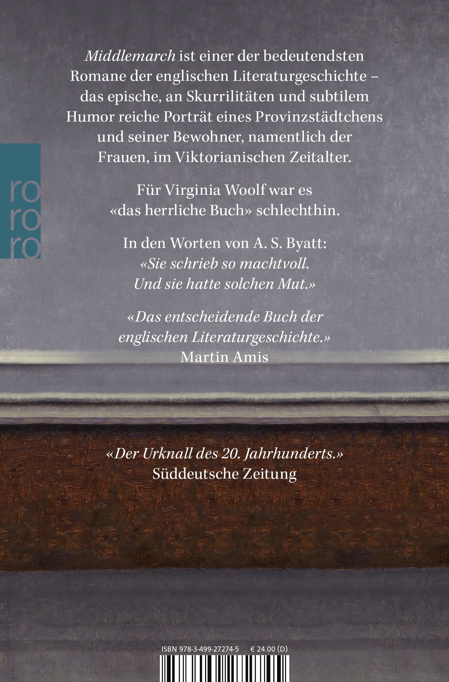 Buchrückseite von 'Middlemarch' mit Klappentext - Taschenbuch
