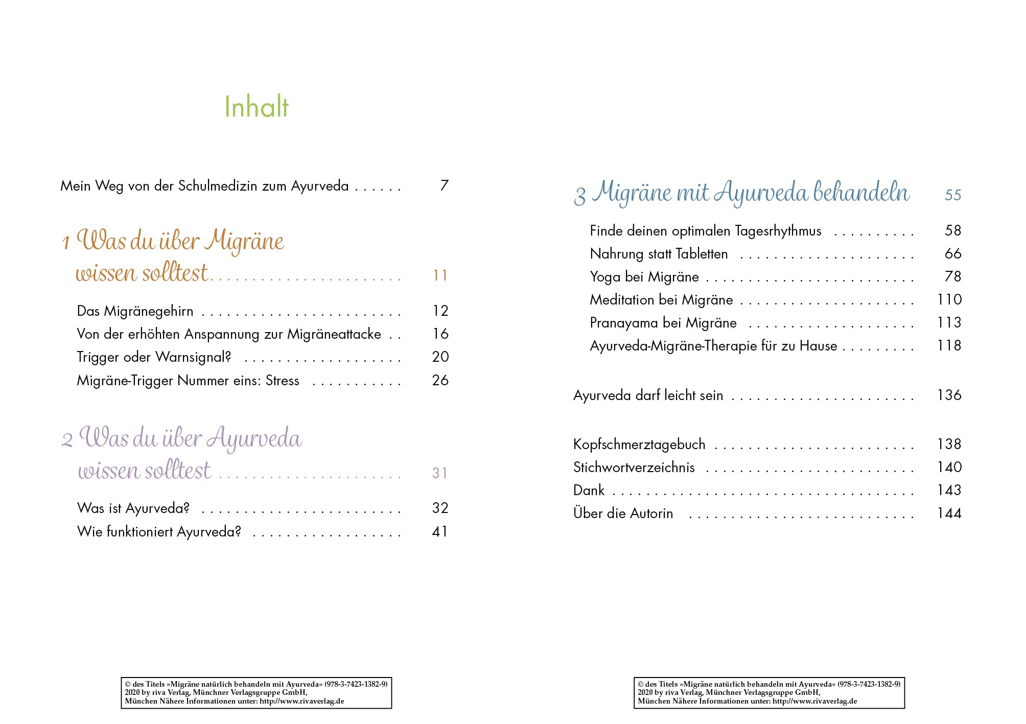 Innenansicht von 'Migräne natürlich behandeln mit Ayurveda' - Taschenbuch