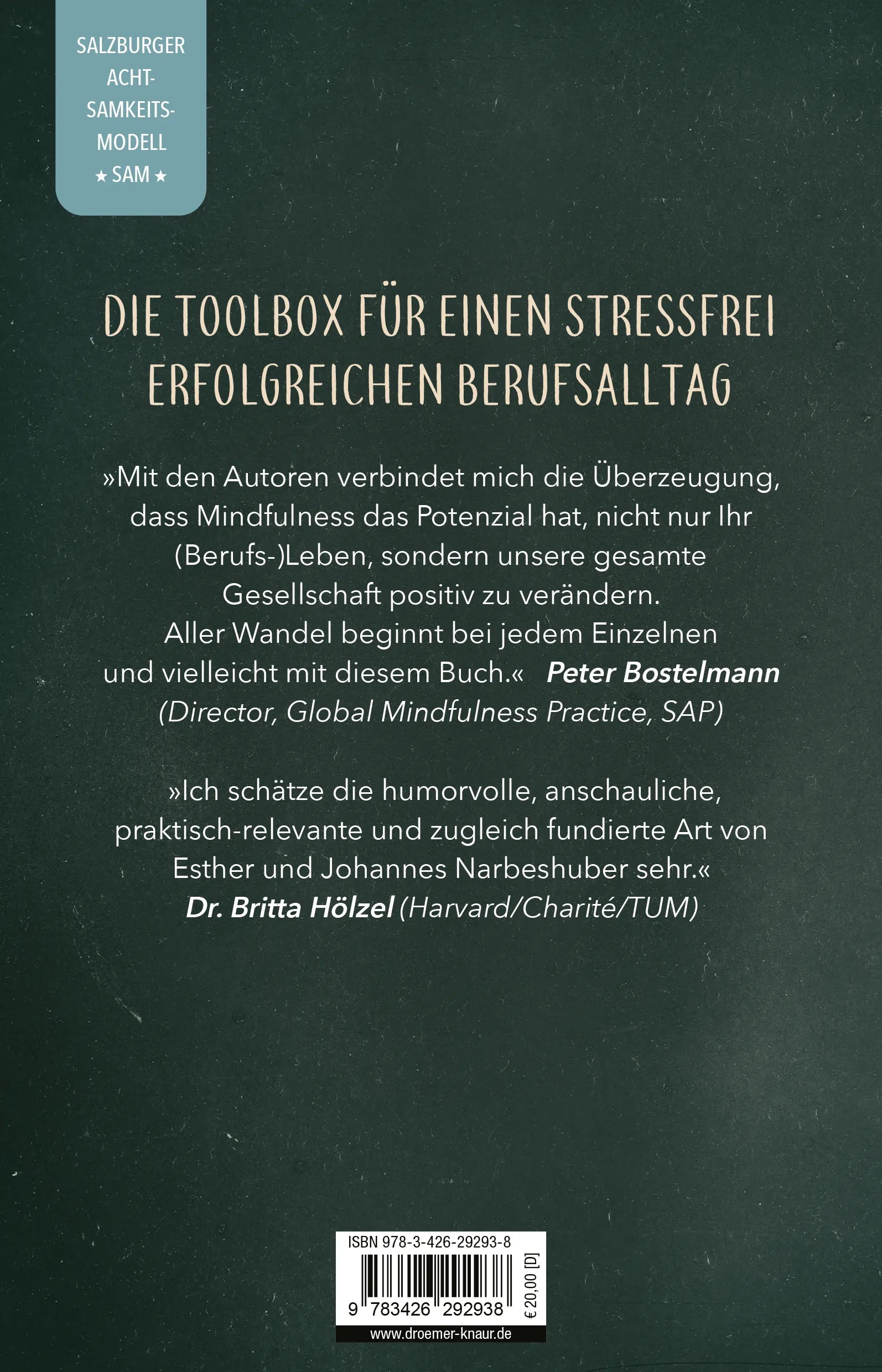 Buchrückseite von 'Mindful Leader' mit Klappentext - Paperback