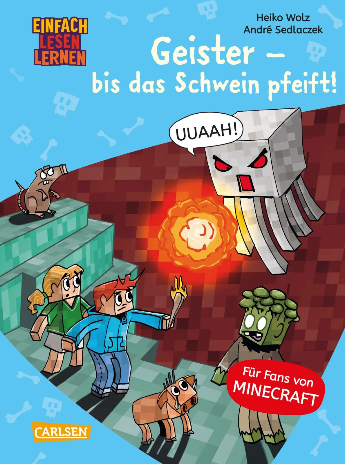 Buchcover von 'Minecraft 6: Geister – bis das Schwein pfeift!' - Gebundene Ausgabe von Heiko Wolz