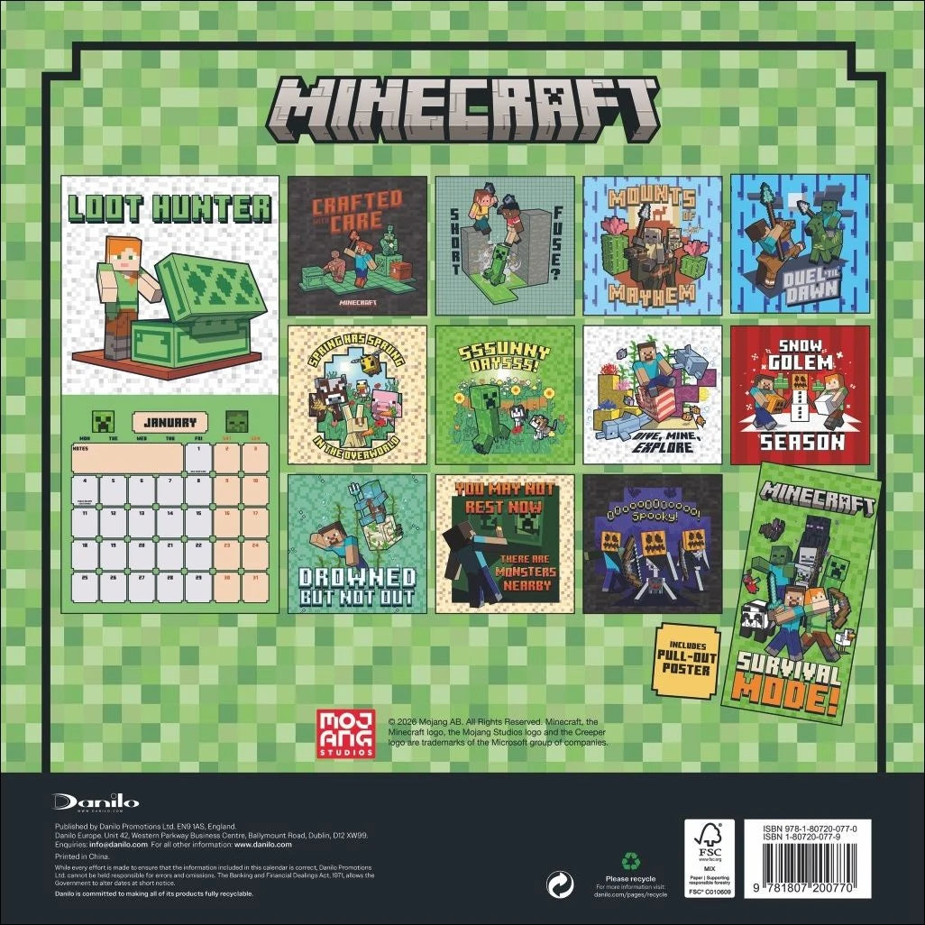 Minecraft Broschurkalender 2027 – Ansicht