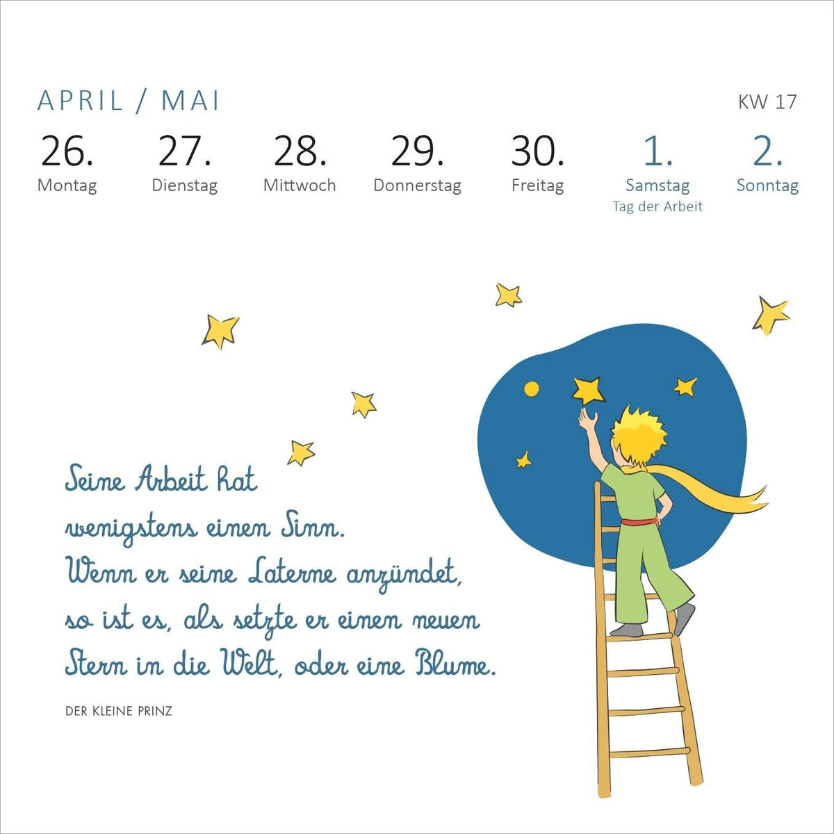 Mini-Wochenkalender Der Kleine Prinz 2027 – Ansicht