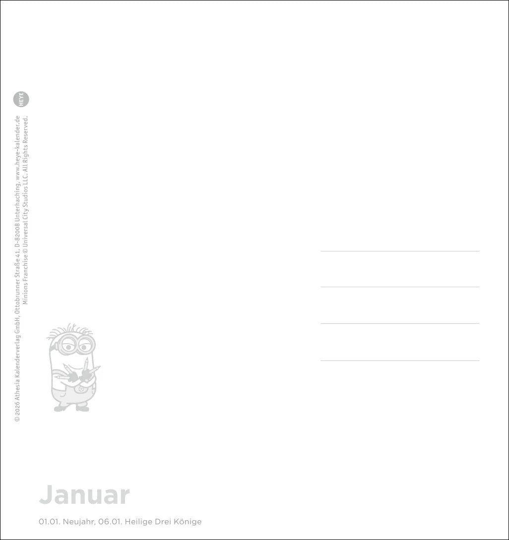 Minions Postkartenkalender 2027 – Ansicht