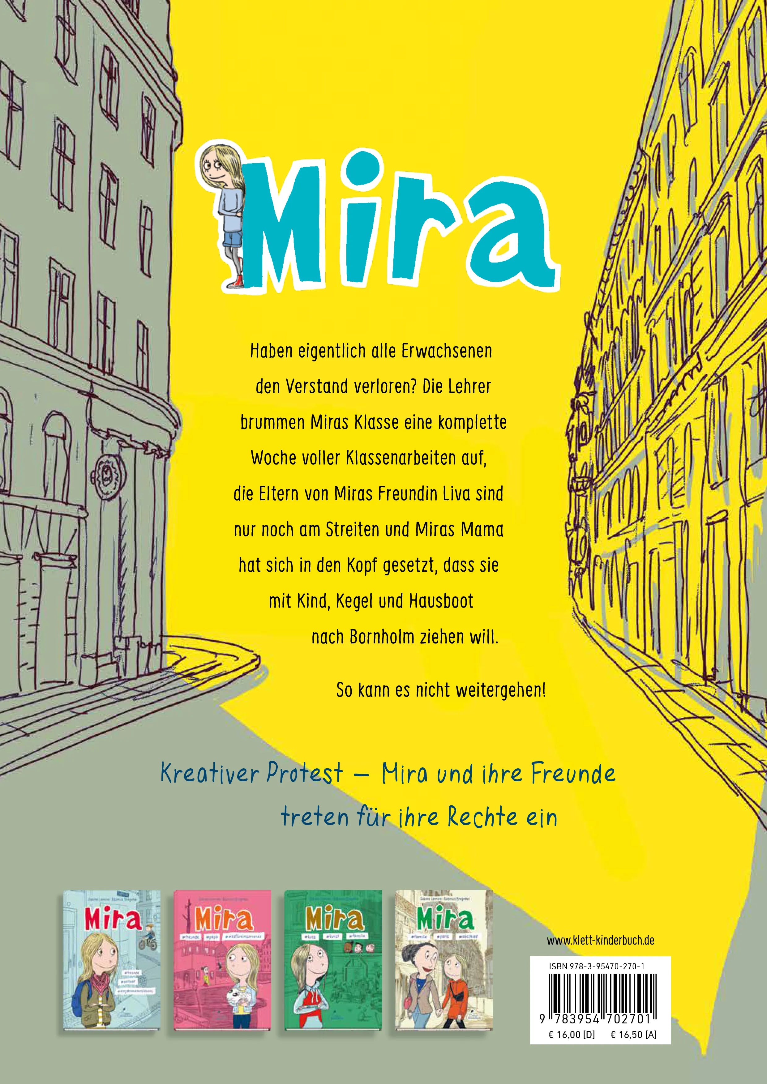 Buchrückseite von 'Mira #kinder #gegen #erwachsene' mit Klappentext - Taschenbuch