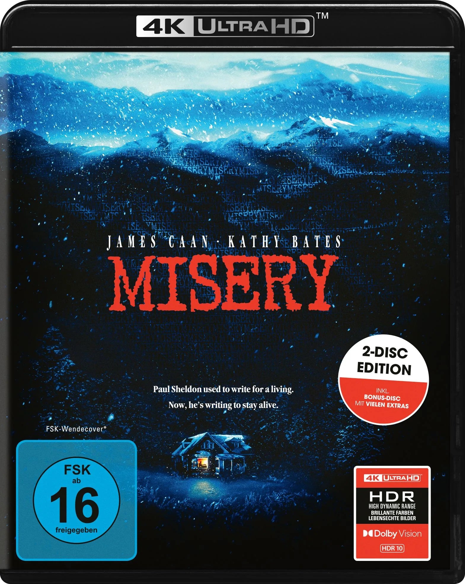 4K UHD Blu-ray-Cover: Misery - 2-Disc Edition (Bonus). Regie: Rob Reiner