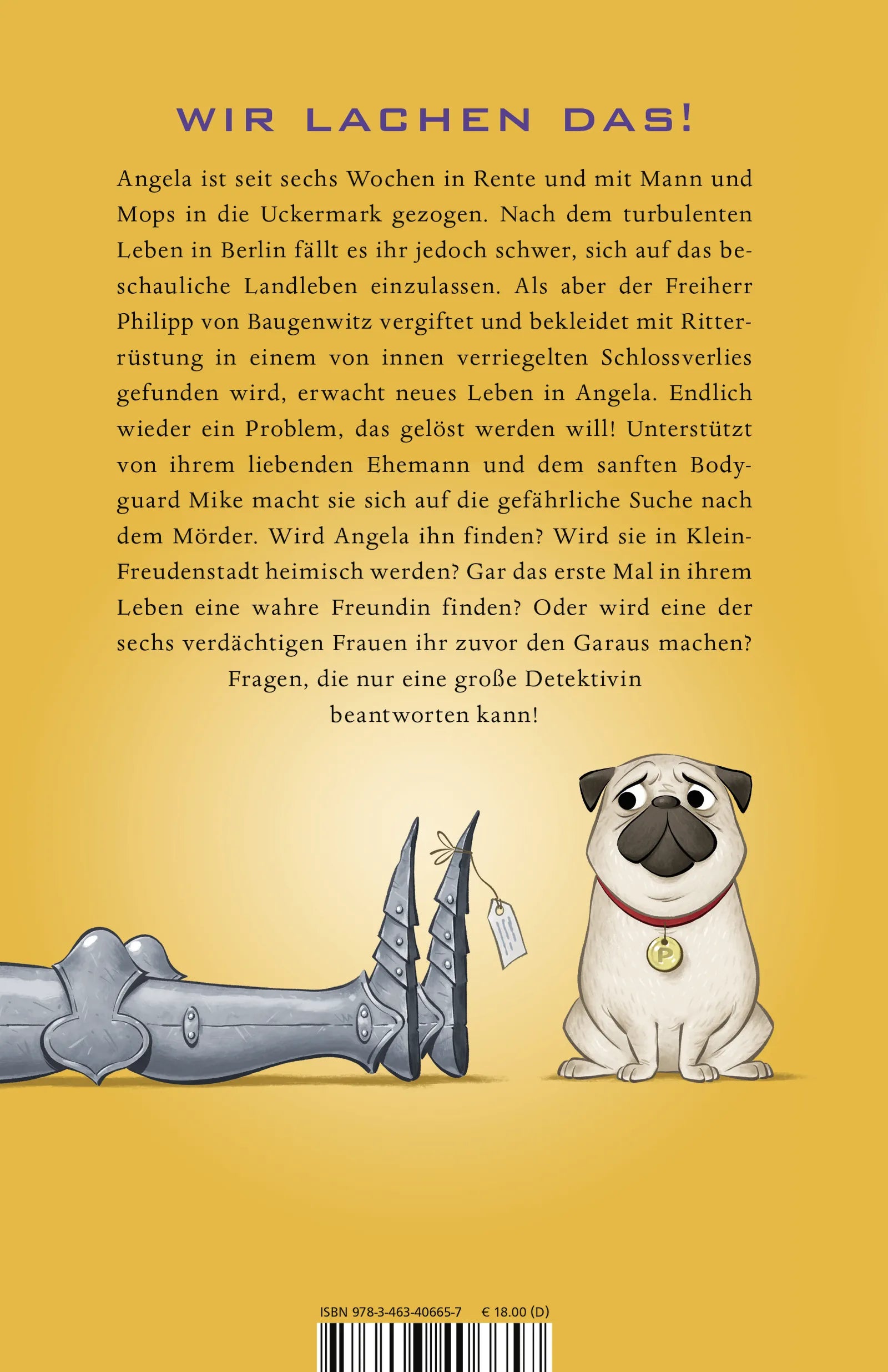 Buchrückseite von 'Miss Merkel: Mord in der Uckermark' mit Klappentext - Paperback