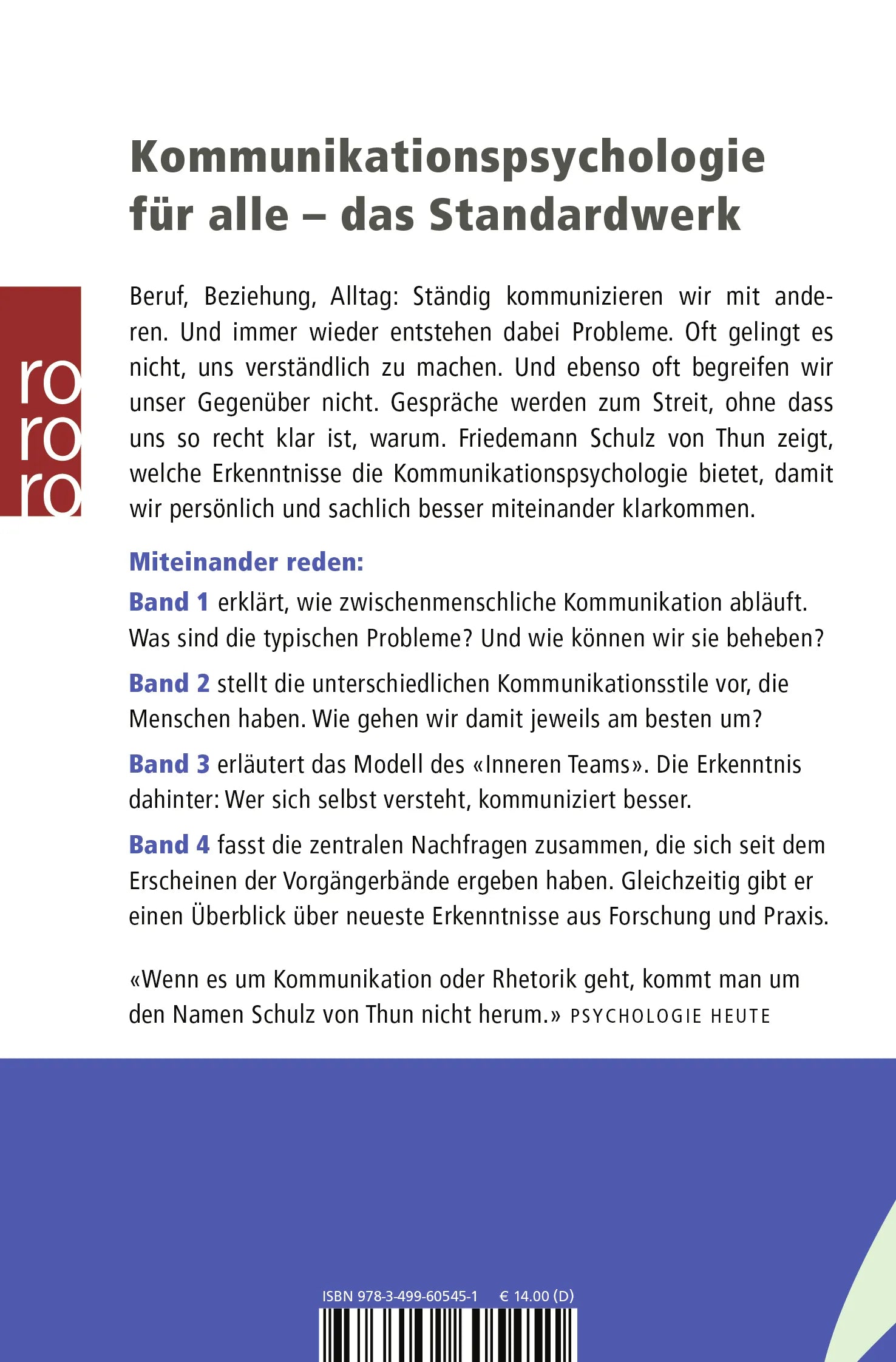 Buchrückseite von 'Miteinander reden 3' mit Klappentext - Taschenbuch