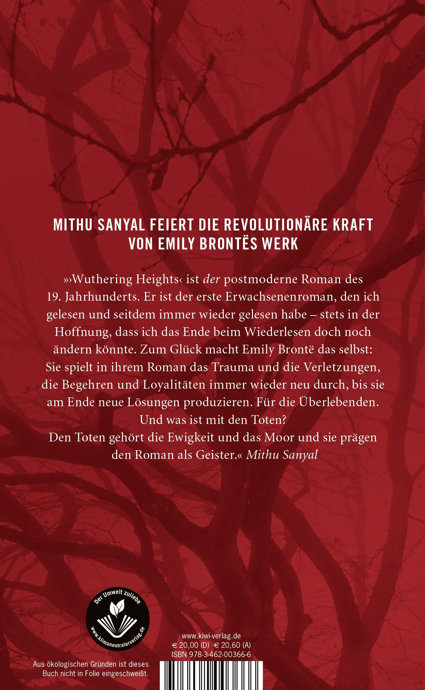 Buchrückseite von 'Mithu Sanyal über Emily Brontë' mit Klappentext - Gebundene Ausgabe
