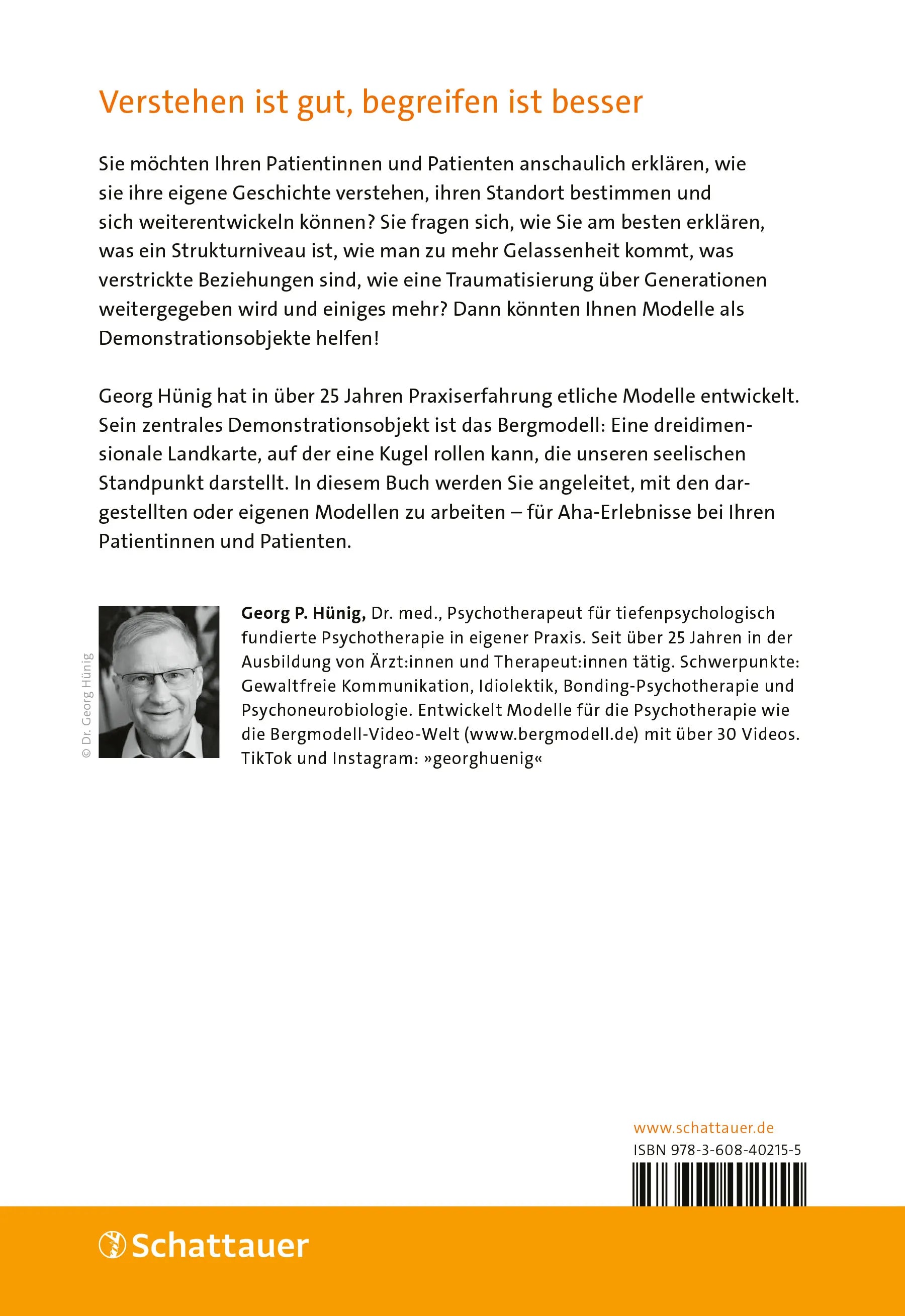 Buchrückseite von 'Modelle in der Psychotherapie' mit Klappentext - Paperback