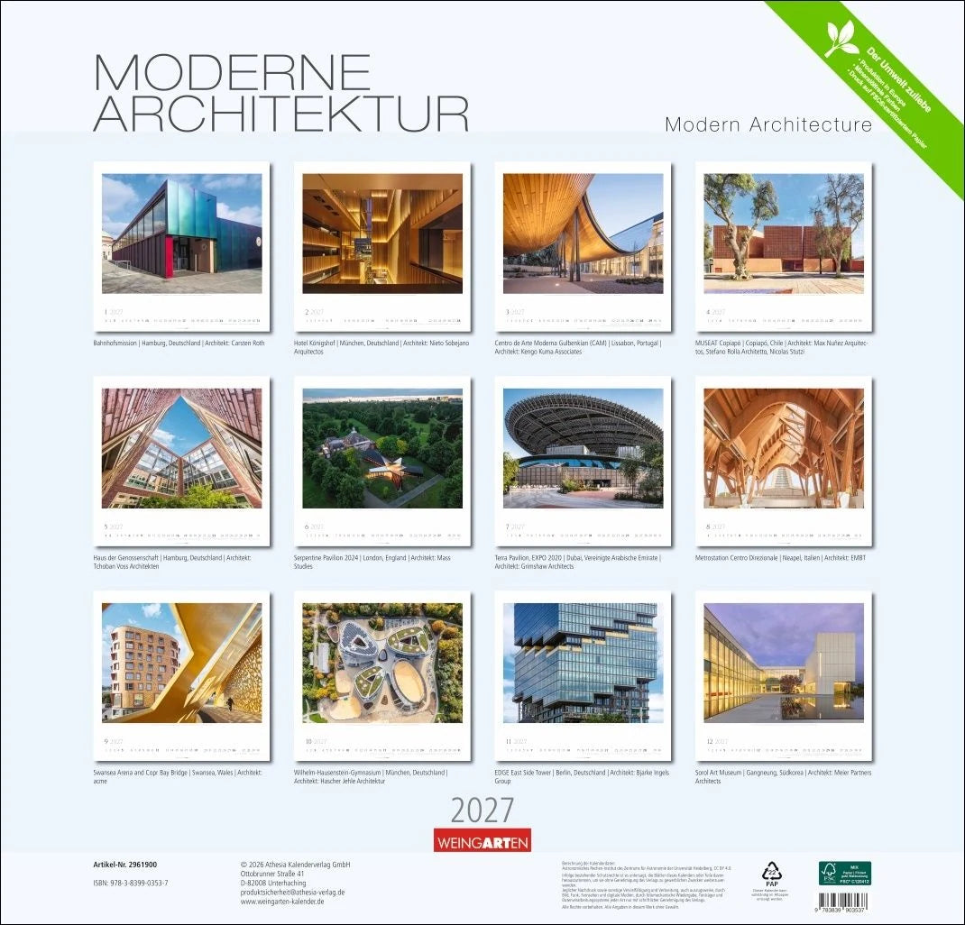 Moderne Architektur Kalender 2027 – Ansicht