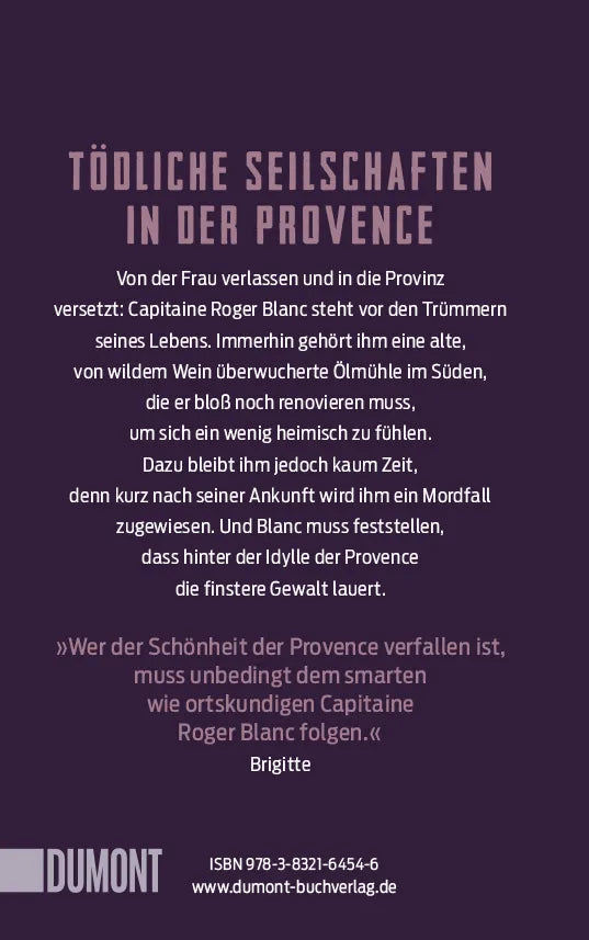 Buchrückseite von 'Mörderischer Mistral' mit Klappentext - Gebundene Ausgabe