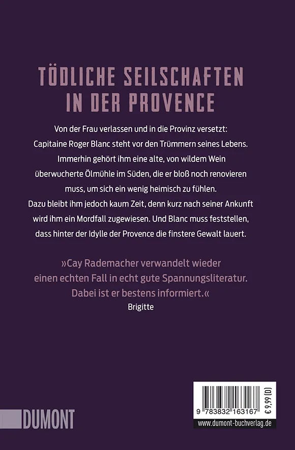 Buchrückseite von 'Mörderischer Mistral' mit Klappentext - Taschenbuch