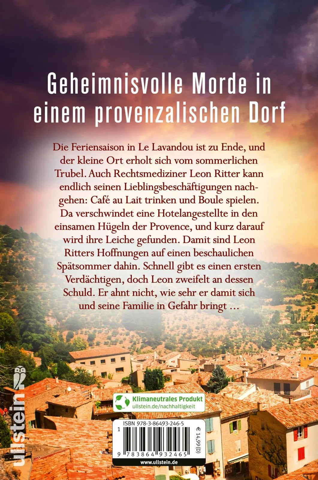 Buchrückseite von 'Mörderisches Lavandou' mit Klappentext - Paperback