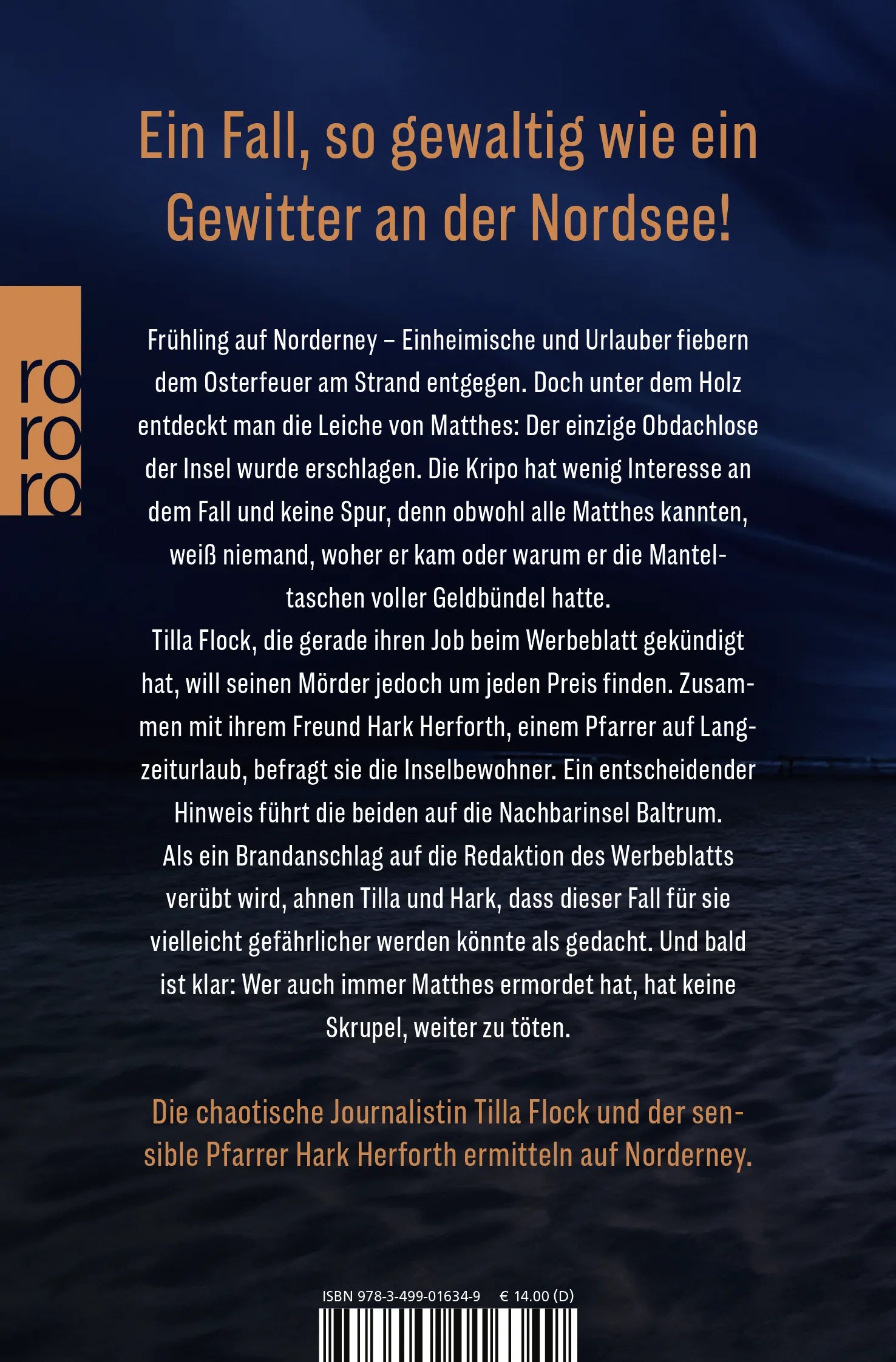 Buchrückseite von 'Mörderney: Das Grab im Sand' mit Klappentext - Taschenbuch