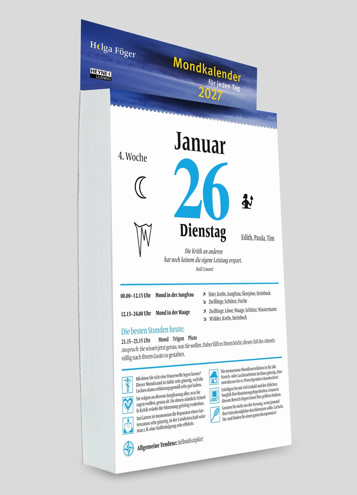 Mondkalender für jeden Tag 2027 – Ansicht