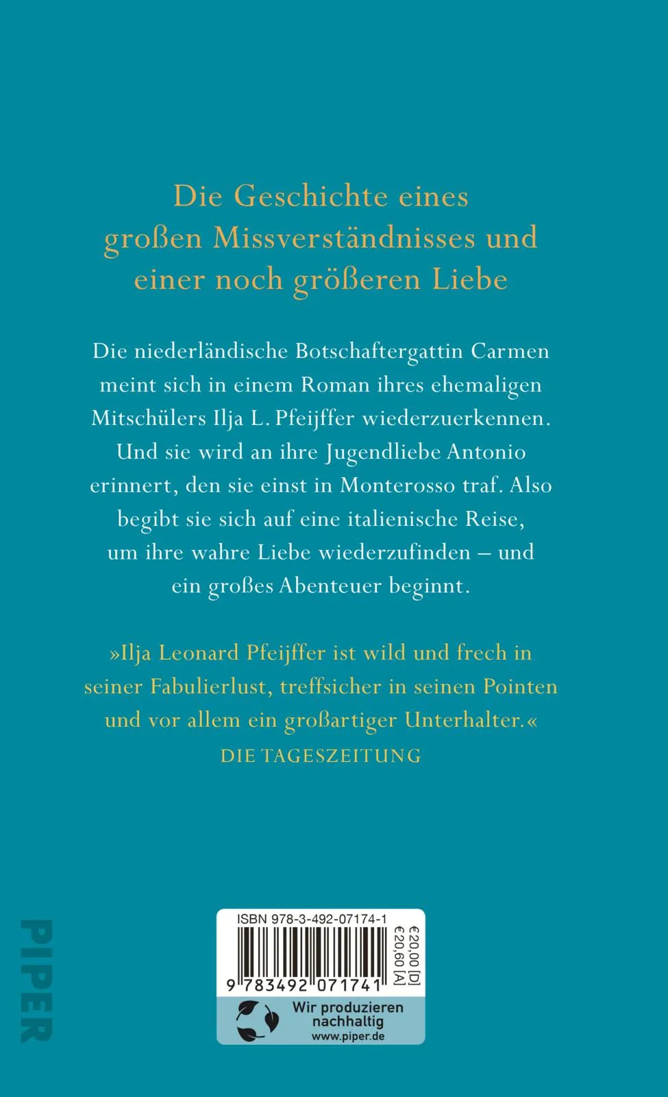 Buchrückseite von 'Monterosso mon amour' mit Klappentext - Gebundene Ausgabe